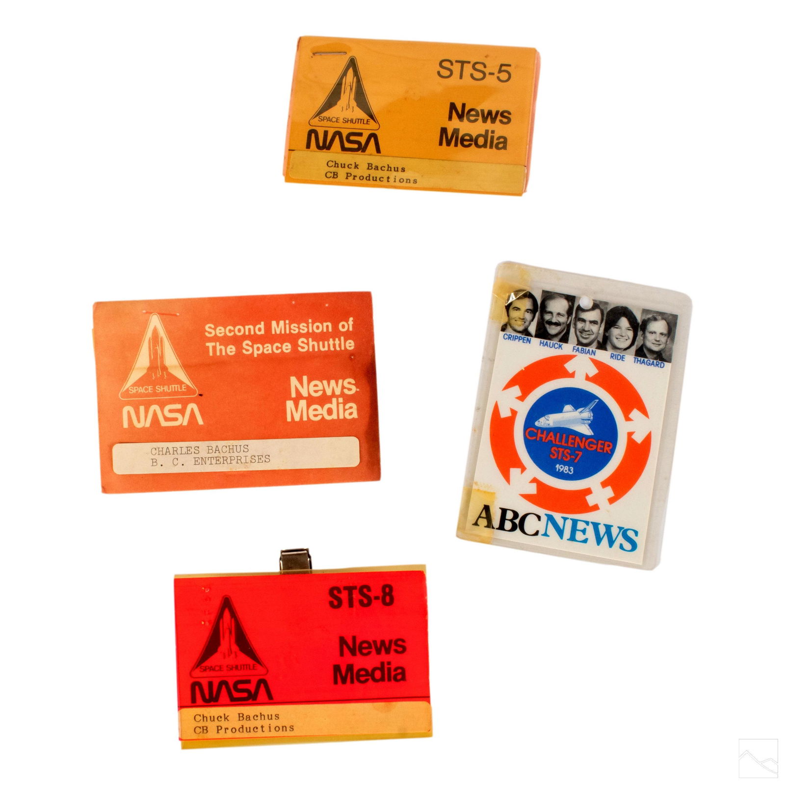 NASA Group of 4 Space Shuttle Mission Media Badges (1 of 5)