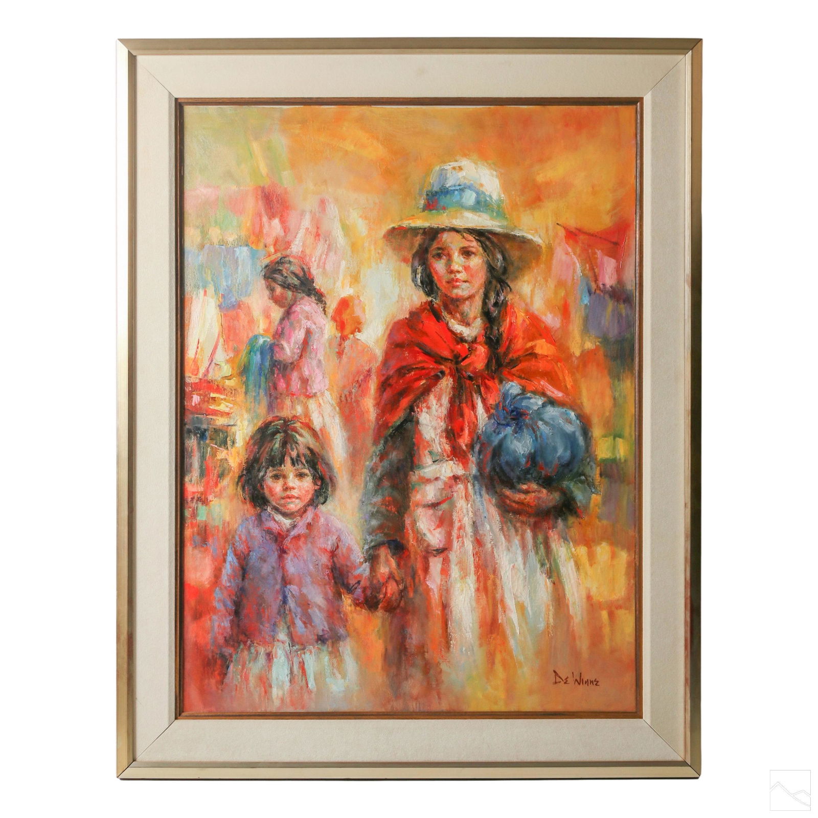 Lisette De Winne 20th C. Mother and Child Painting (1 of 6)