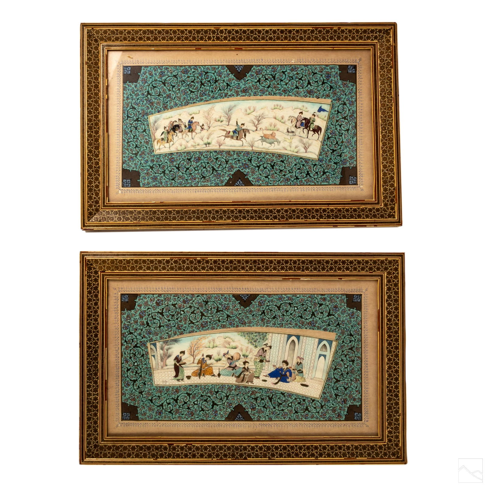 Persian Early Pair Paintings on Natural Material (1 of 9)