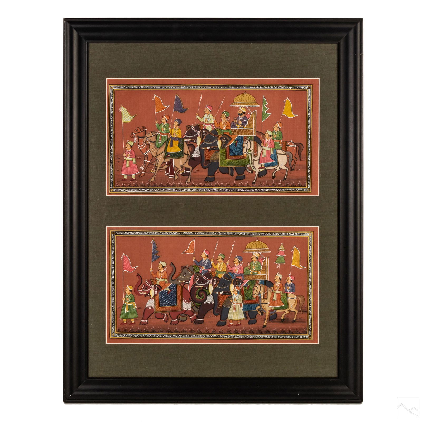 Mughal Jaipur School Hindu Rajput Hunting Painting Pair (1 of 5)