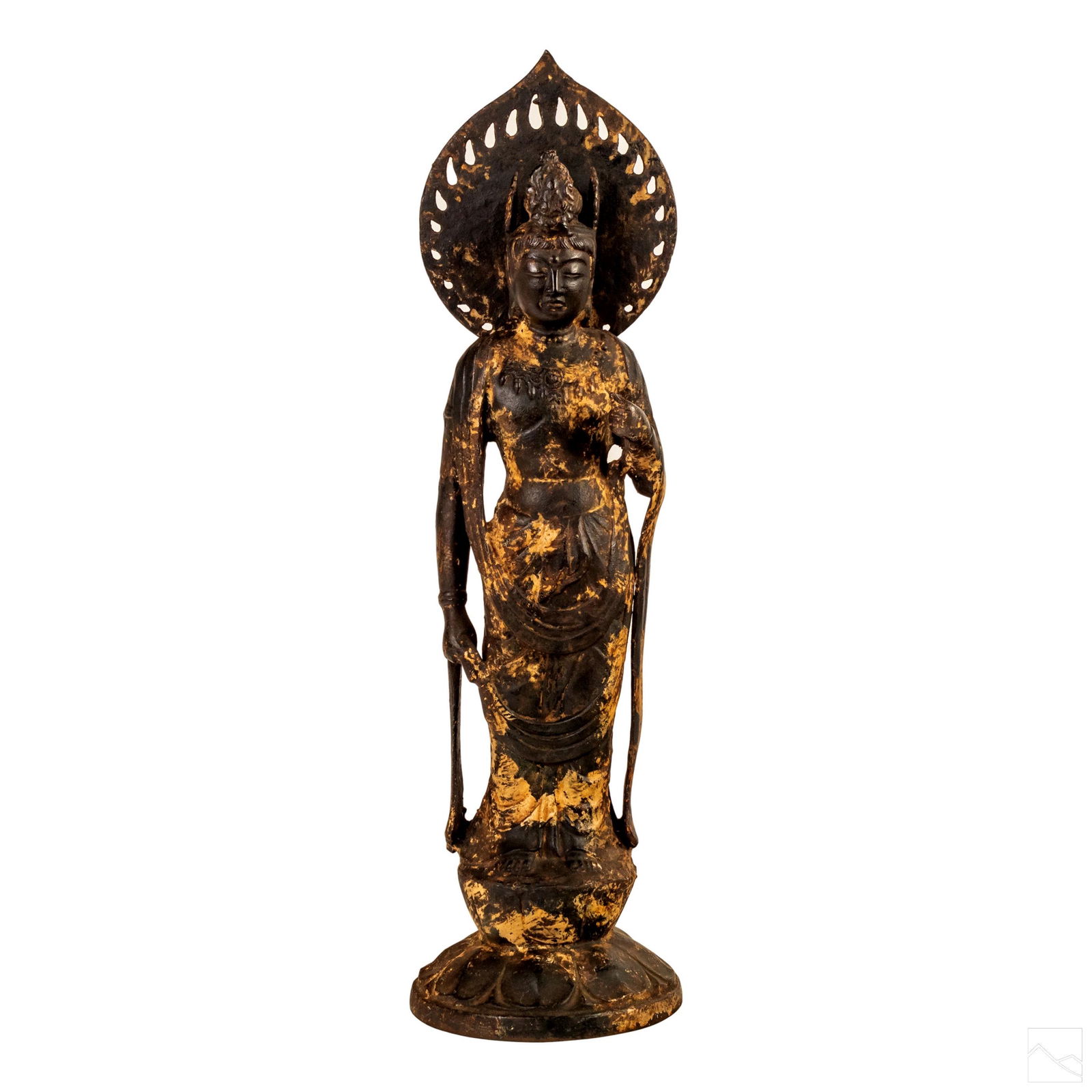 Chinese Cast Iron Patinated Standing Buddha Figure (1 of 6)