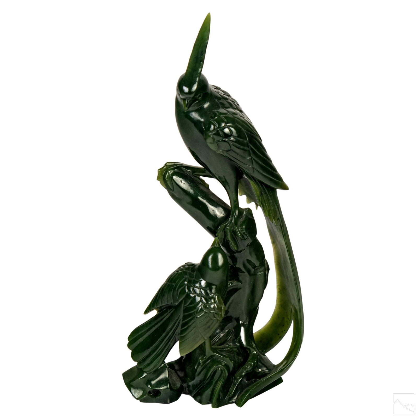 Chinese Carved Spinach Green Jade Bird Figurine (1 of 4)