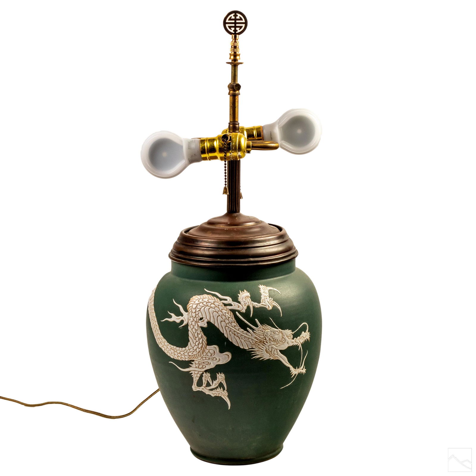 Chinese 3-Toed Dragon Antique Porcelain Vase Lamp (1 of 7)