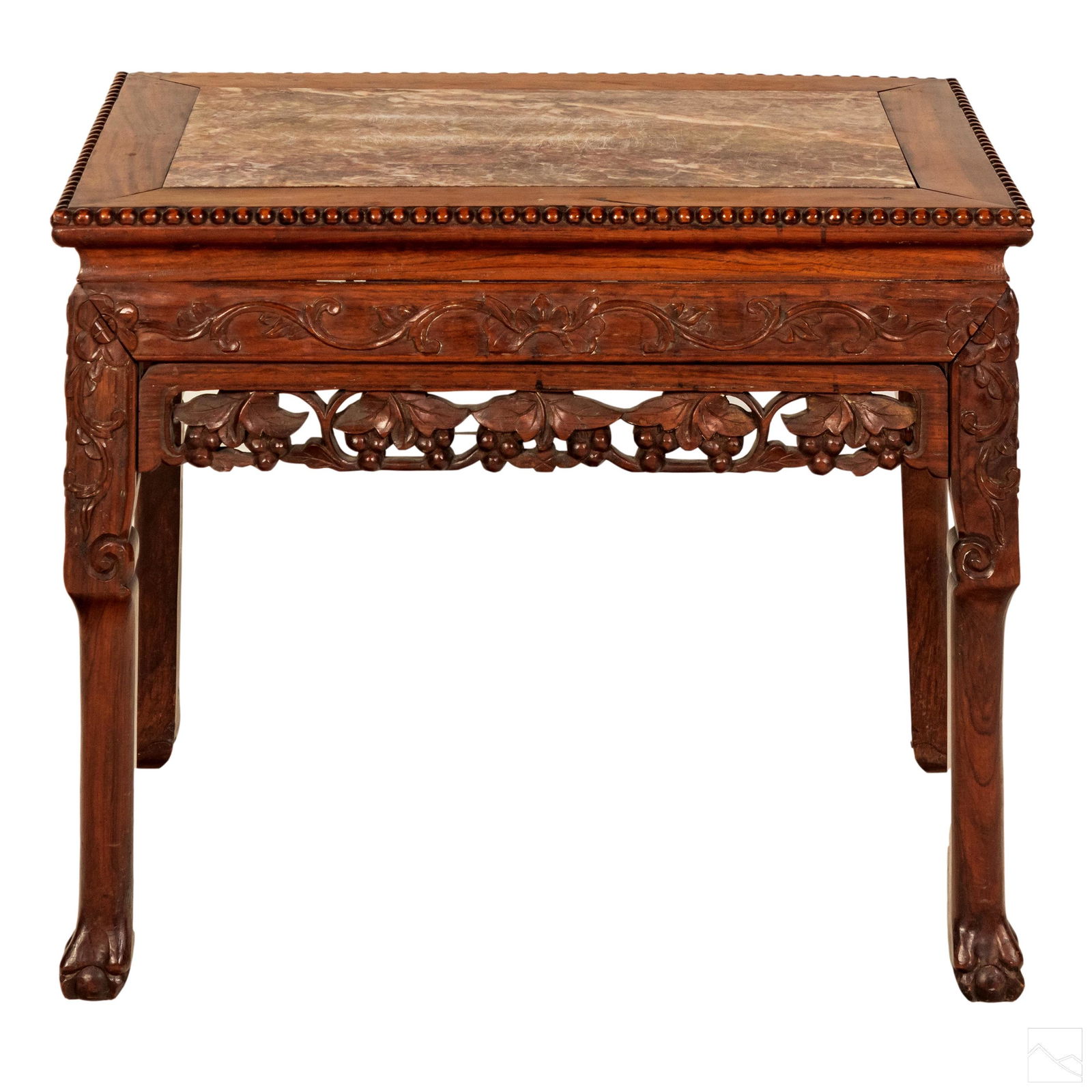 Chinese Carved Wood Marble Top Floral Table Stand (1 of 8)