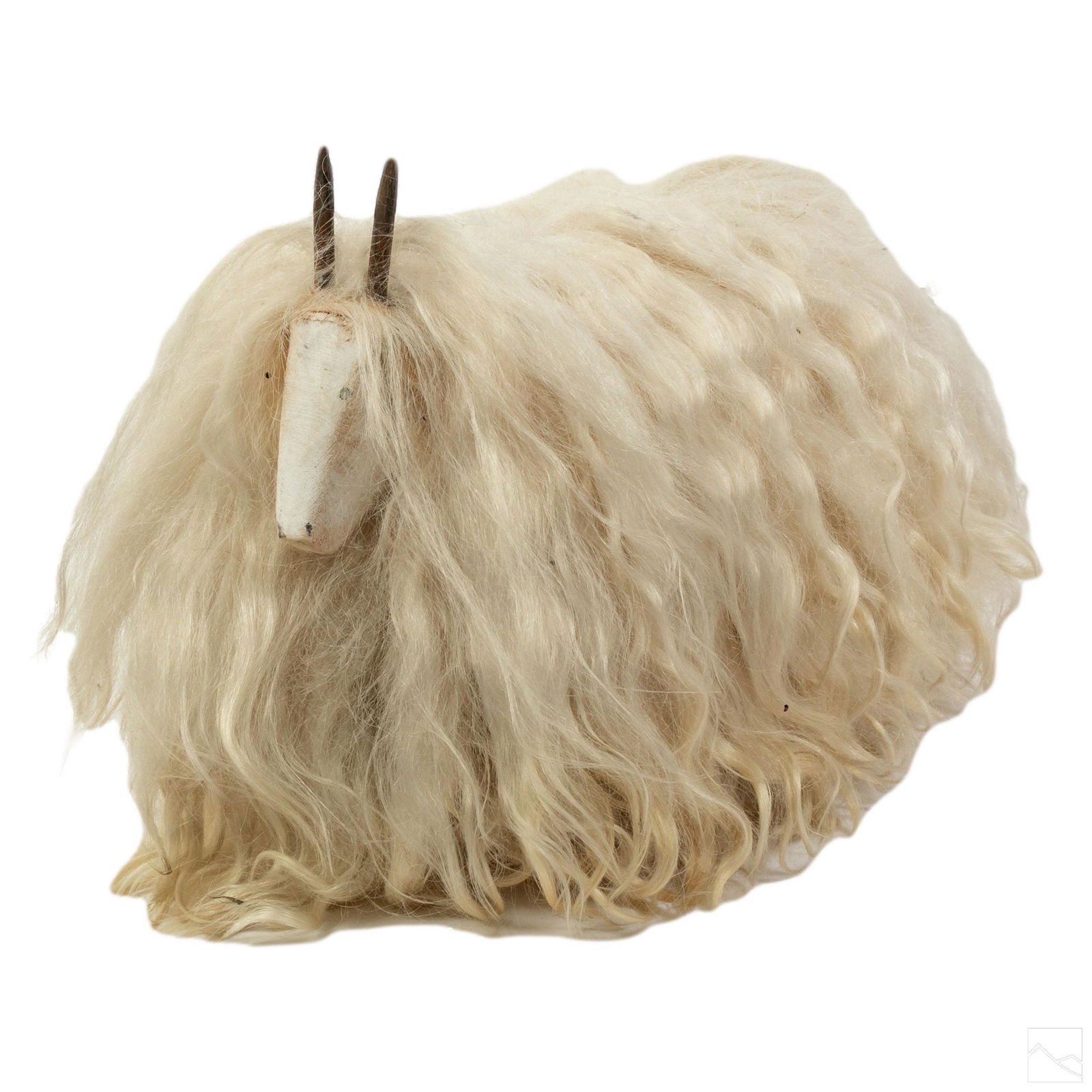 Les Lalanne Abstract Long Hair Sheep Art Sculpture: Long haired sheep sculpture in the style of Les Lalanne (Francois Xavier Lalanne, 1927-2008, and Claude Lalanne, 1924-2019). Wood model with woolen coat. Unmarked. SHIPPINGHill Auction Gallery will of