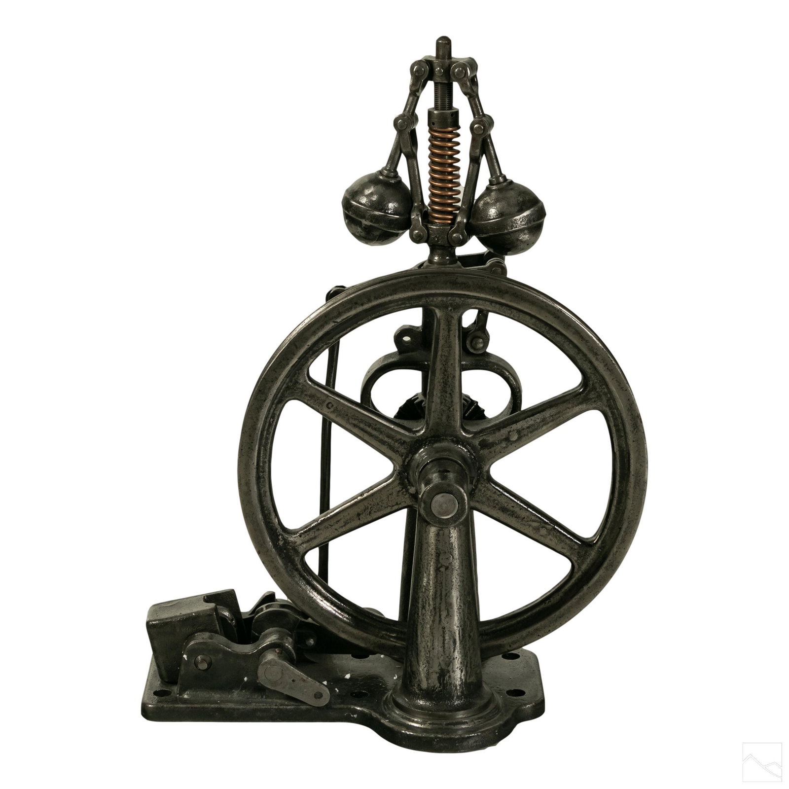 American Antique Iron Industrial Elevator Governor: Antique iron industrial elevator governor. New metallic paint finish. SHIPPING Hill Auction Gallery will not ship. Gallery will refer a local shipper for international buyers. Purchaser pick up availa