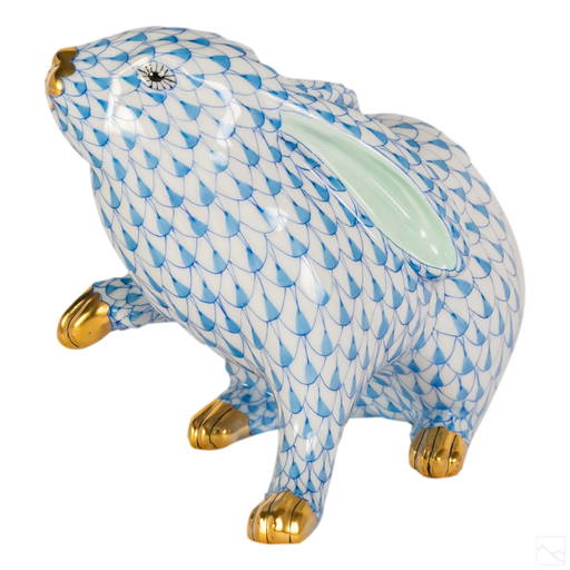Herend Blue Porcelain Gilt Rabbit Figurine Mar 31, 2021