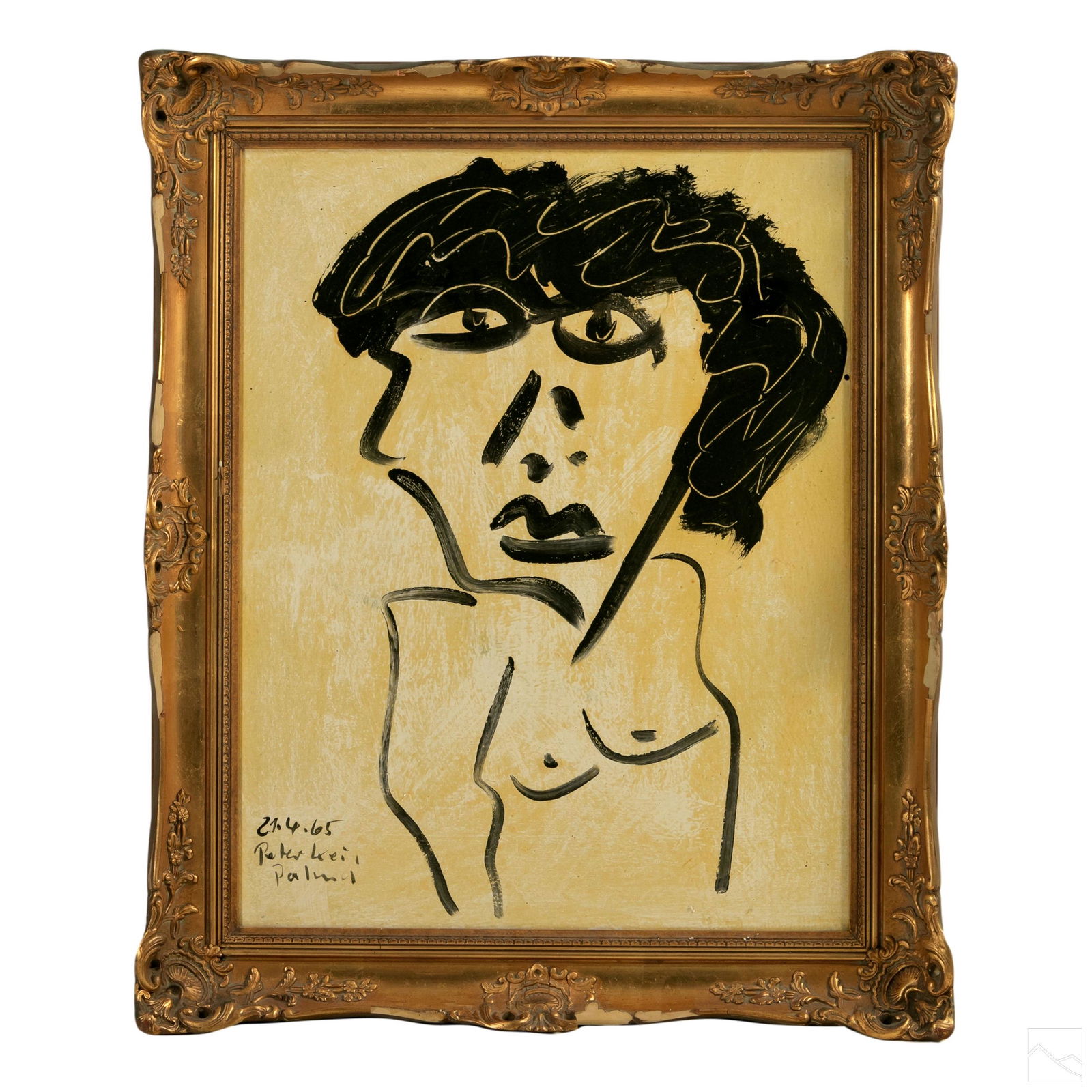 Peter Keil (b.1942) Expressionist Picasso Painting: Peter Keil (German, born 1942). Expressionist oil painting on canvas, titled "Palma." An abstract portrait of the young Pablo Picasso, the title a reference to the Spanish artist's home in Palma de Ma