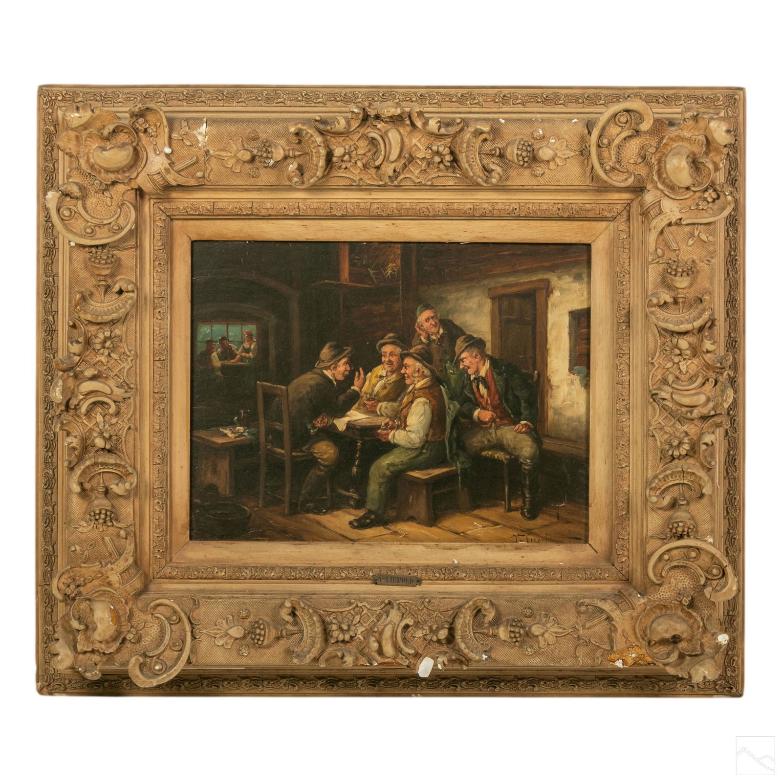 V. Liepold 19th Century Figural Scene Oil Painting (1 of 6)