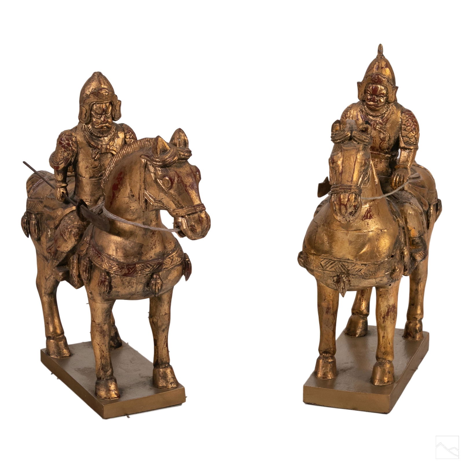 Chinese Tang Horses and Riders Wood Sculpture Pair (1 of 7)