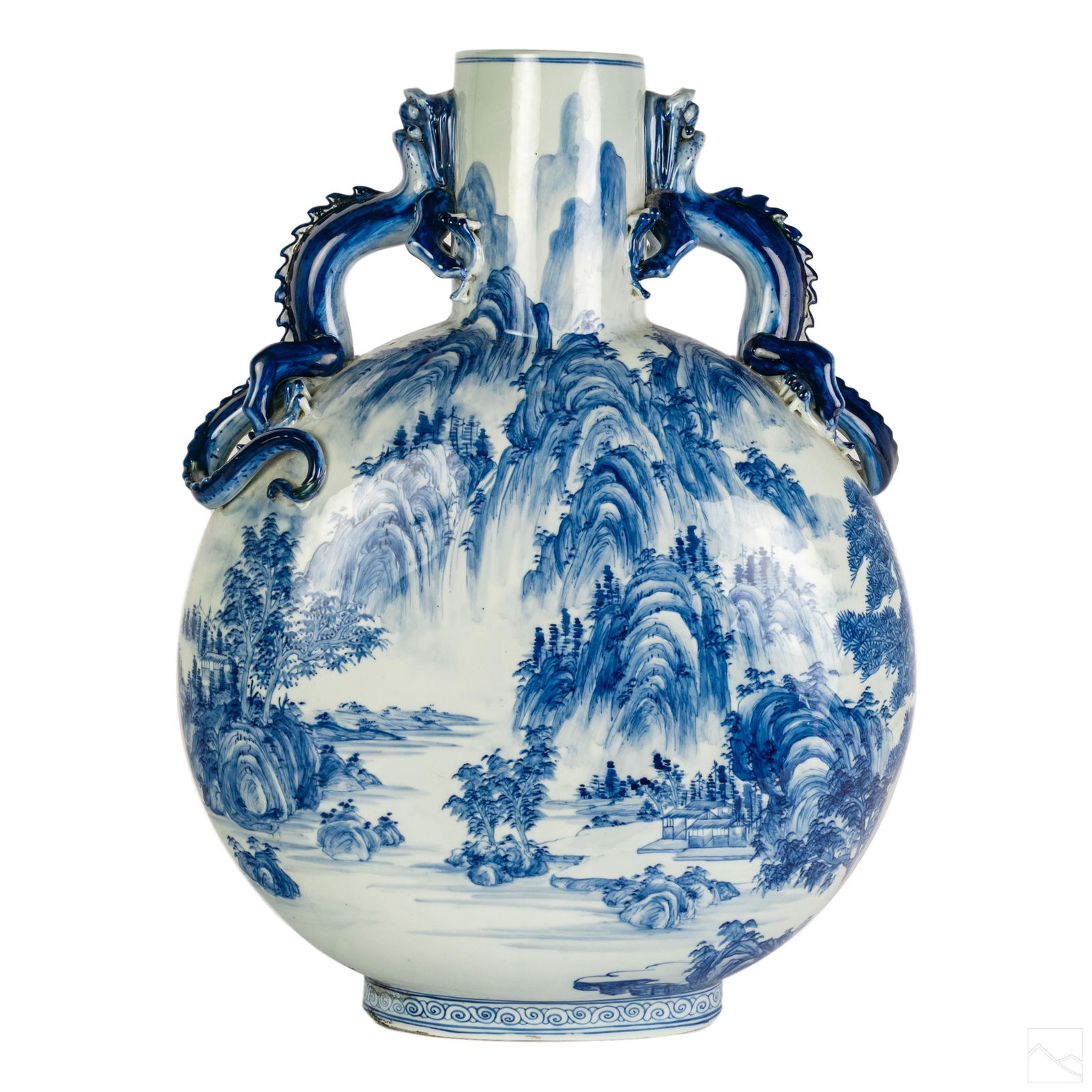 Chinese 19" Porcelain Landscape Moon Flask Vase (1 of 8)