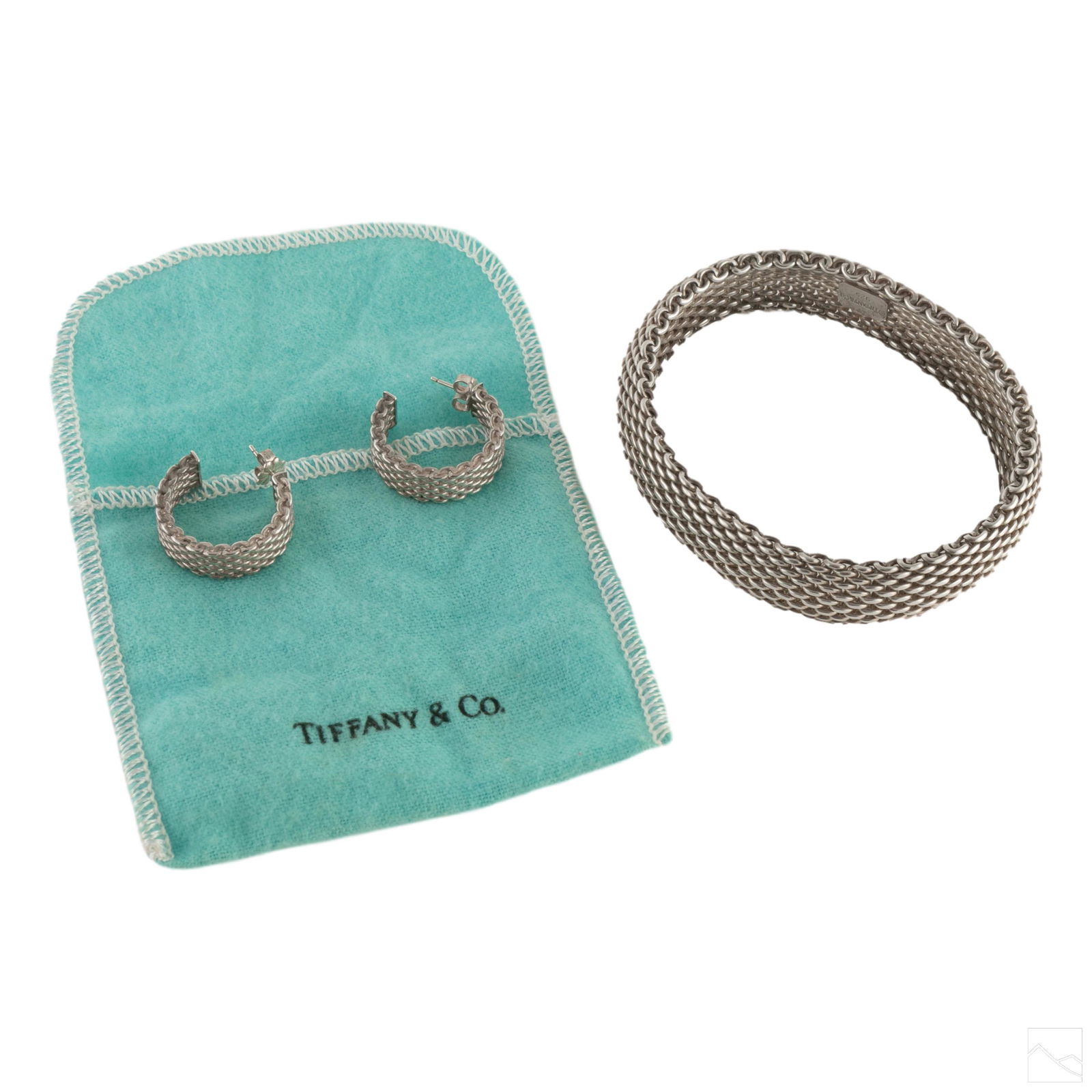 Tiffany & Co. 925 Silver Mesh Bracelet & Earrings (1 of 7)