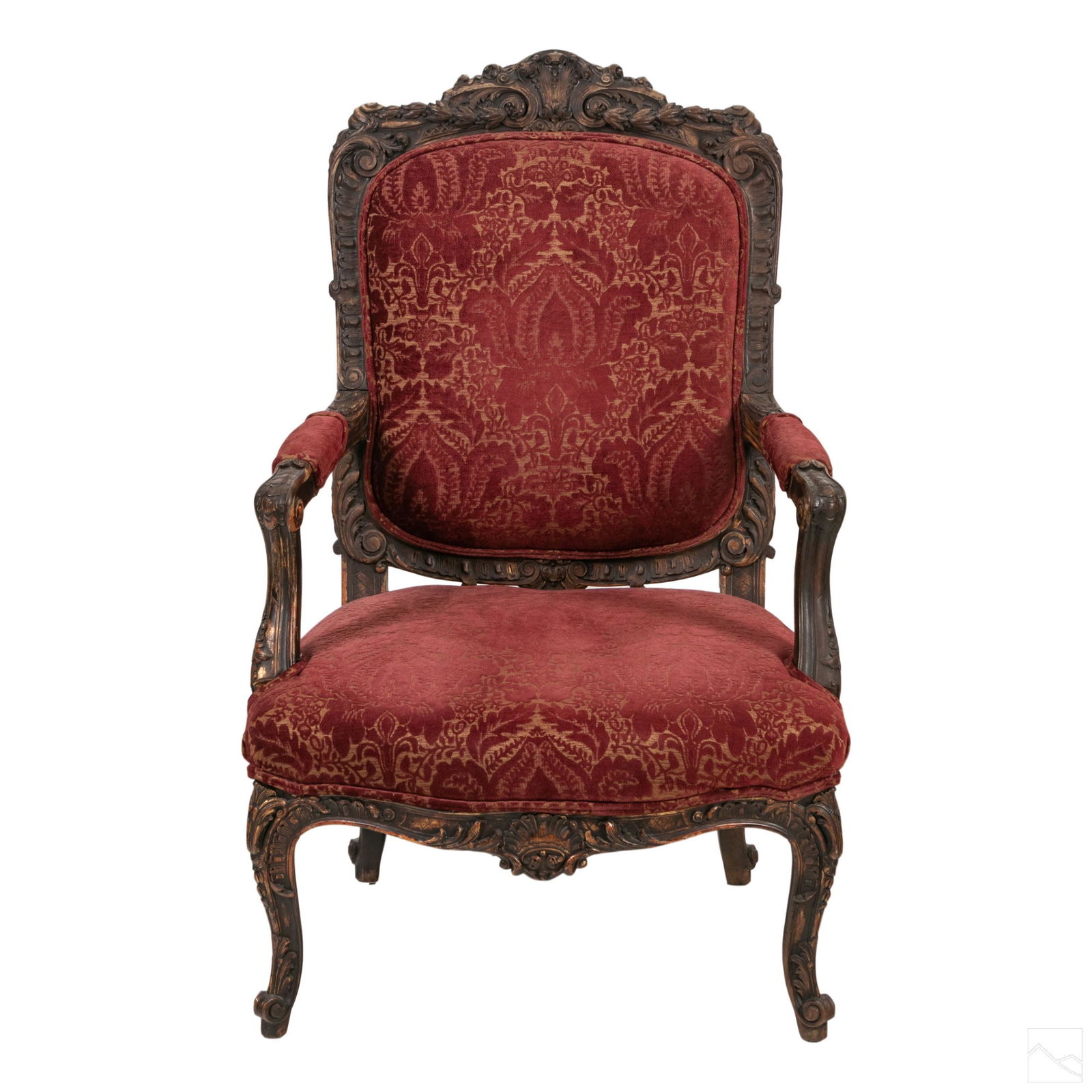 Gothic Revival Style Velvet Tapestry Throne Chair (1 of 8)
