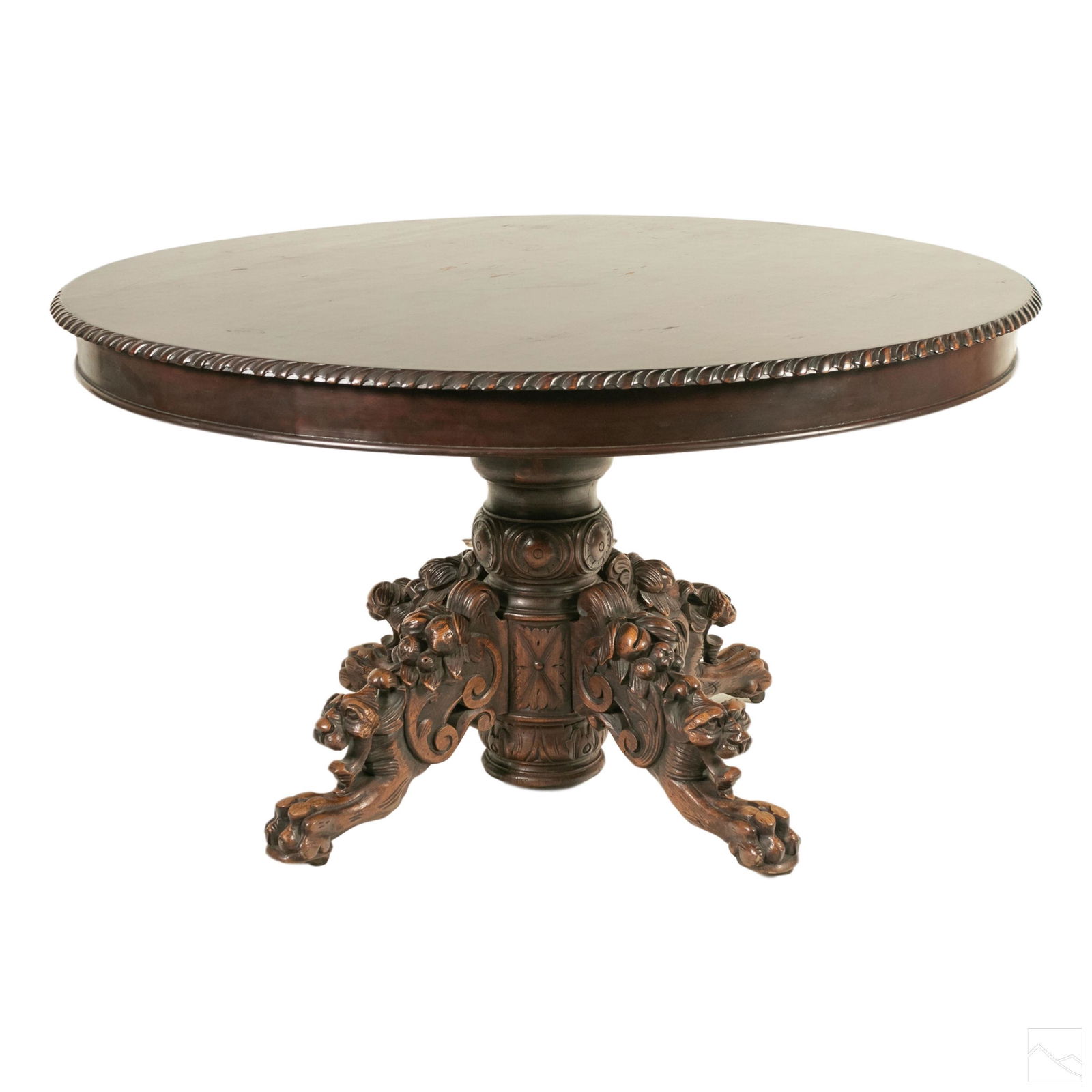 Gothic Revival Style Carved Wood Dining Room Table (1 of 6)