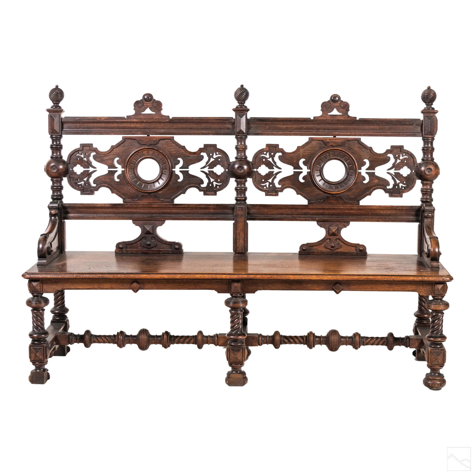 Gothic Revival Style Antique Carved Wood Bench Pew (1 of 7)