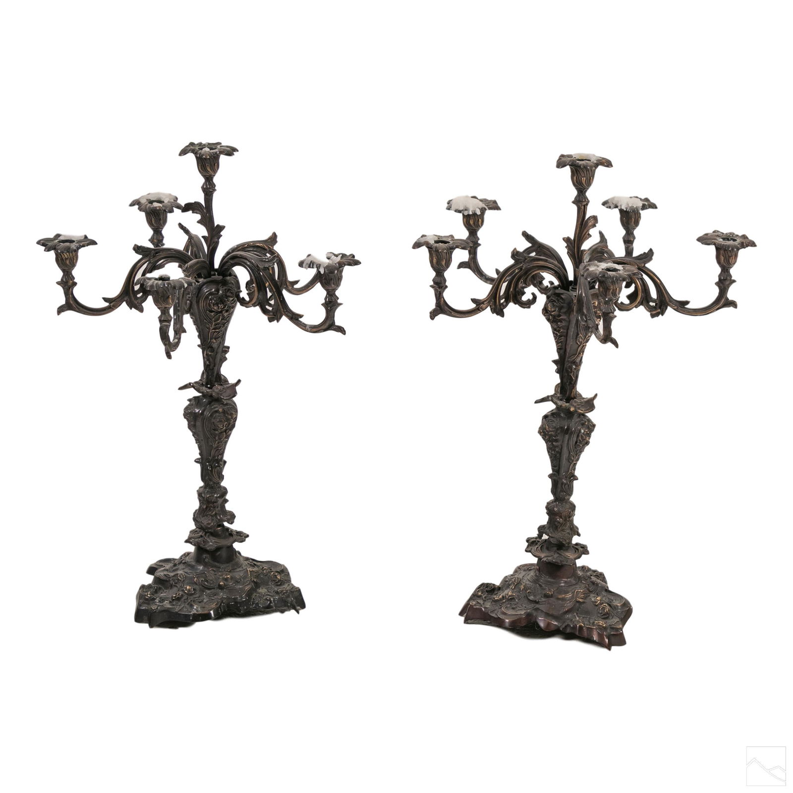 French Rococo Style PAIR Bronze Six Arm Candelabra (1 of 6)
