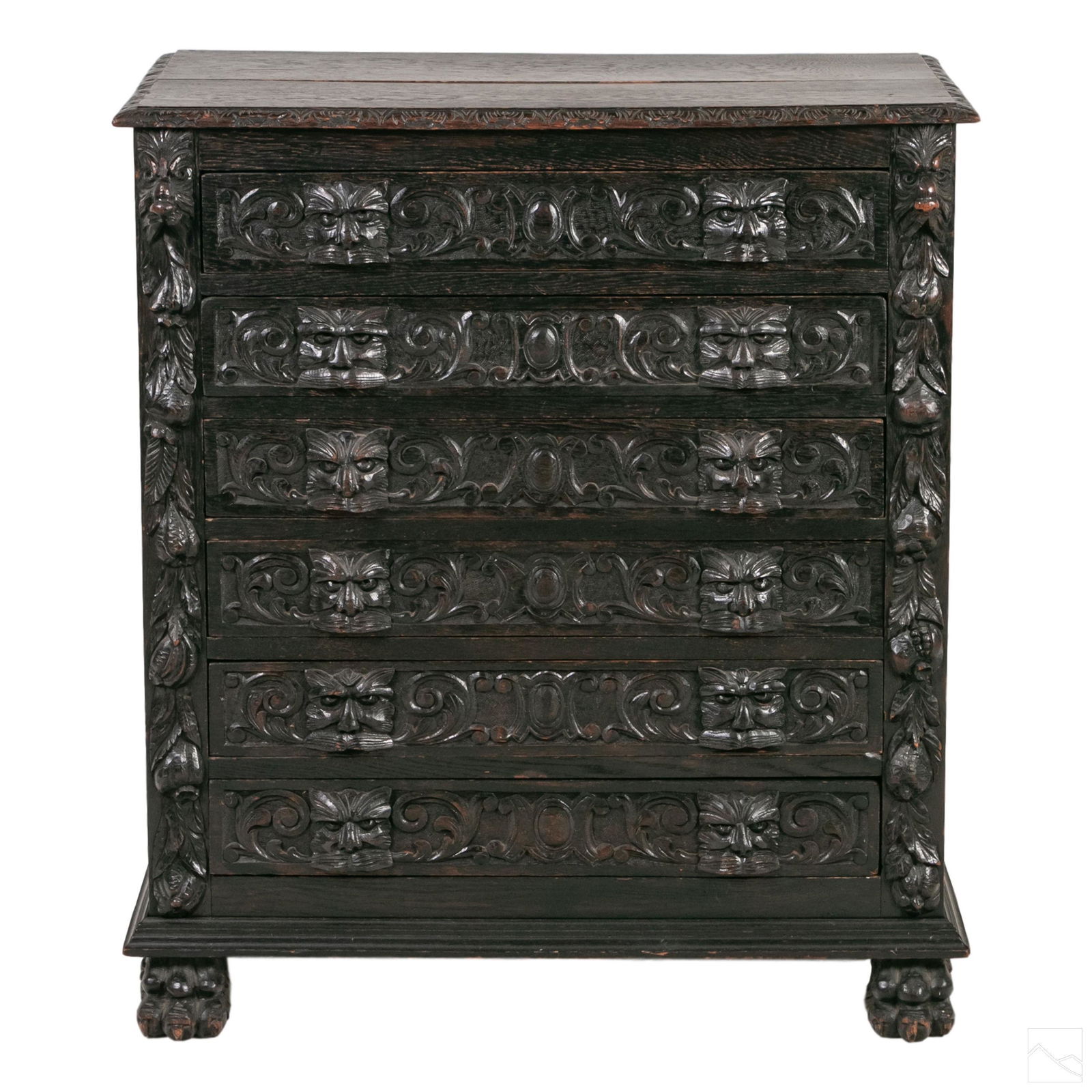 Gothic Style Carved Wood Chest of Drawers Dresser (1 of 8)