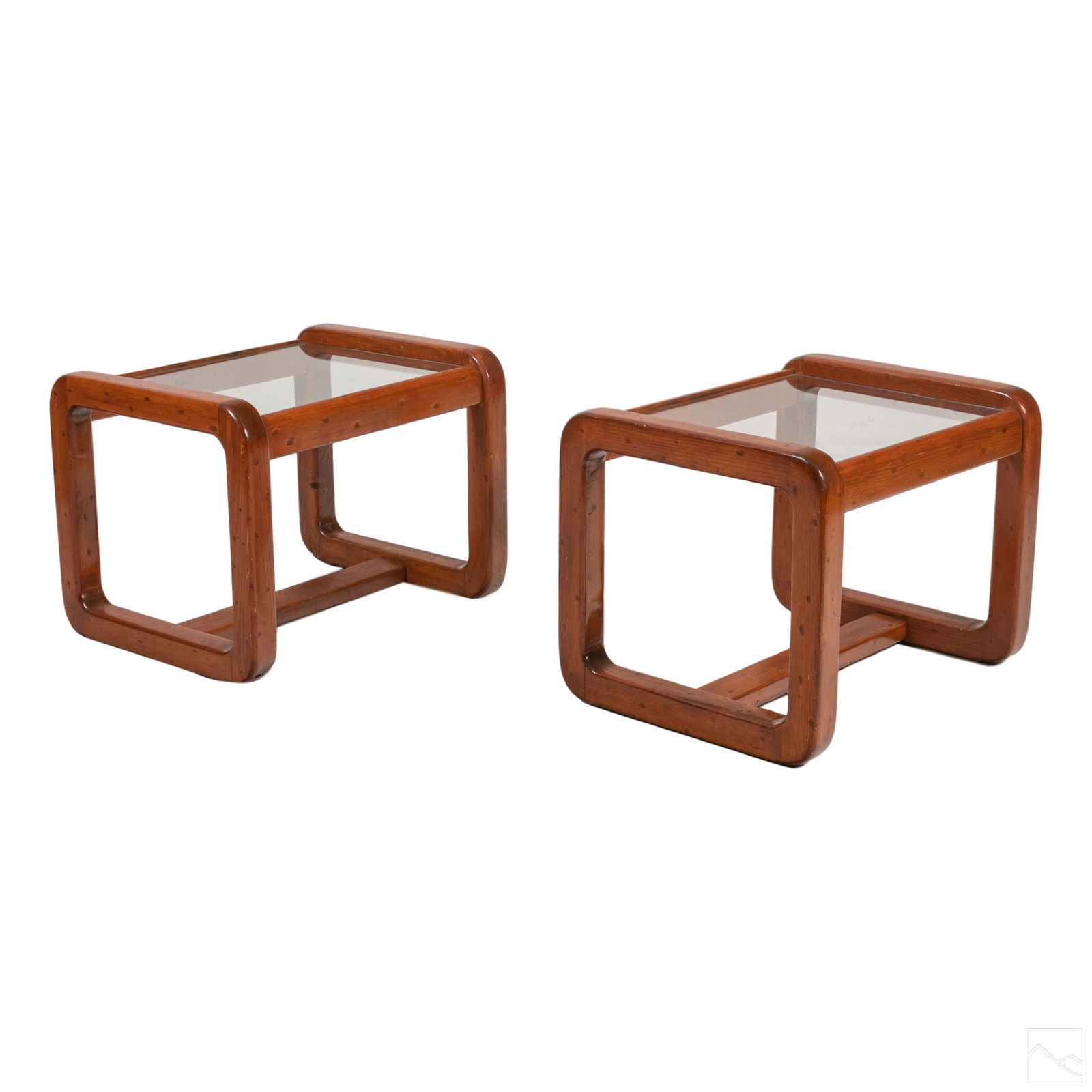 Mid Century Modern Teak Wood Glass Top Side Tables (1 of 7)