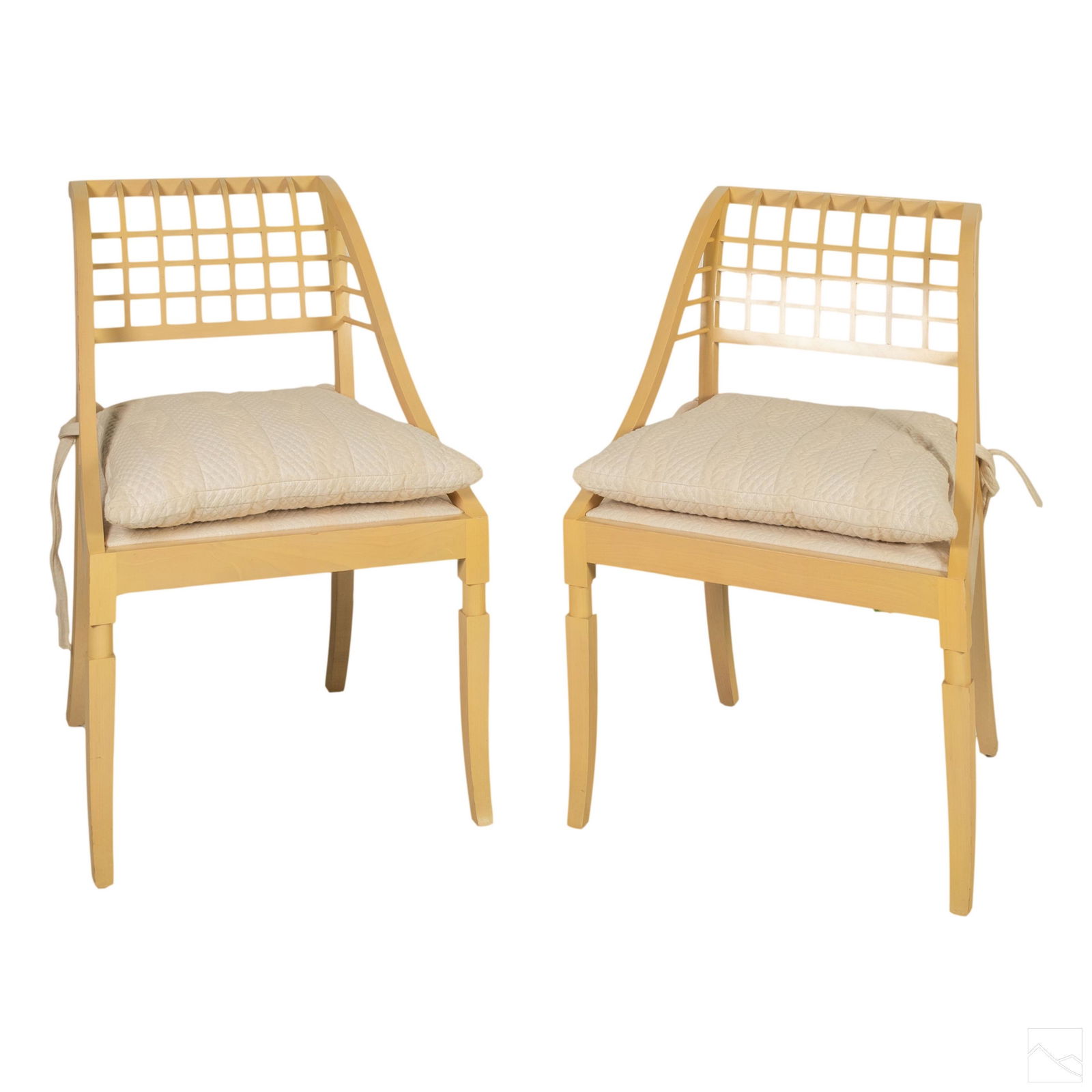 John Saladino Wood Framed Cushion Sleigh Chair Set (1 of 9)