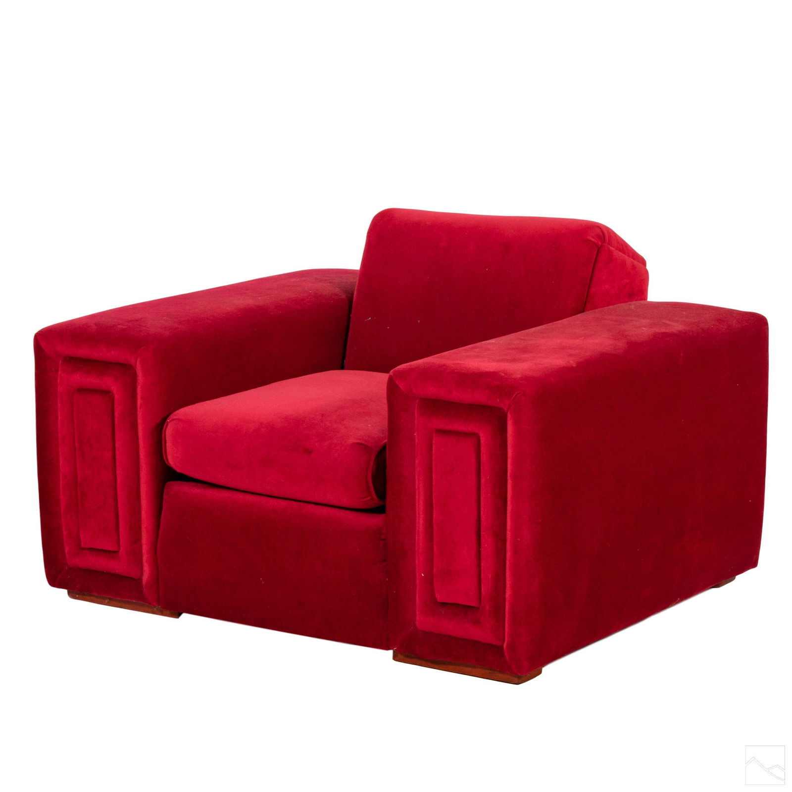Art Deco Style Modern Plush Red Velvet Club Chair (1 of 8)
