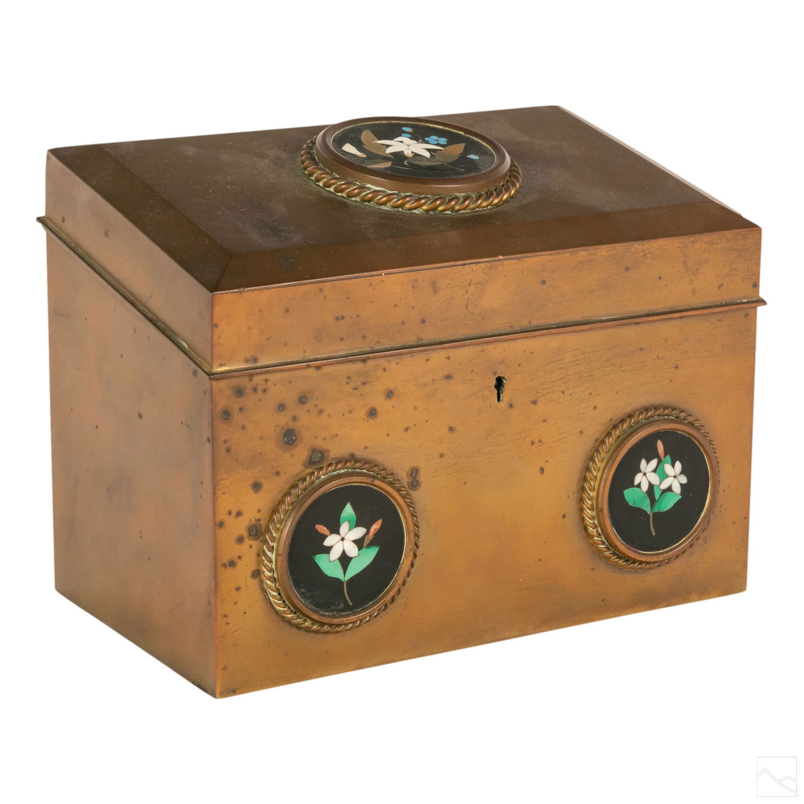 Victorian Bronze Pietra Dura Letter Stationary Box (1 of 6)