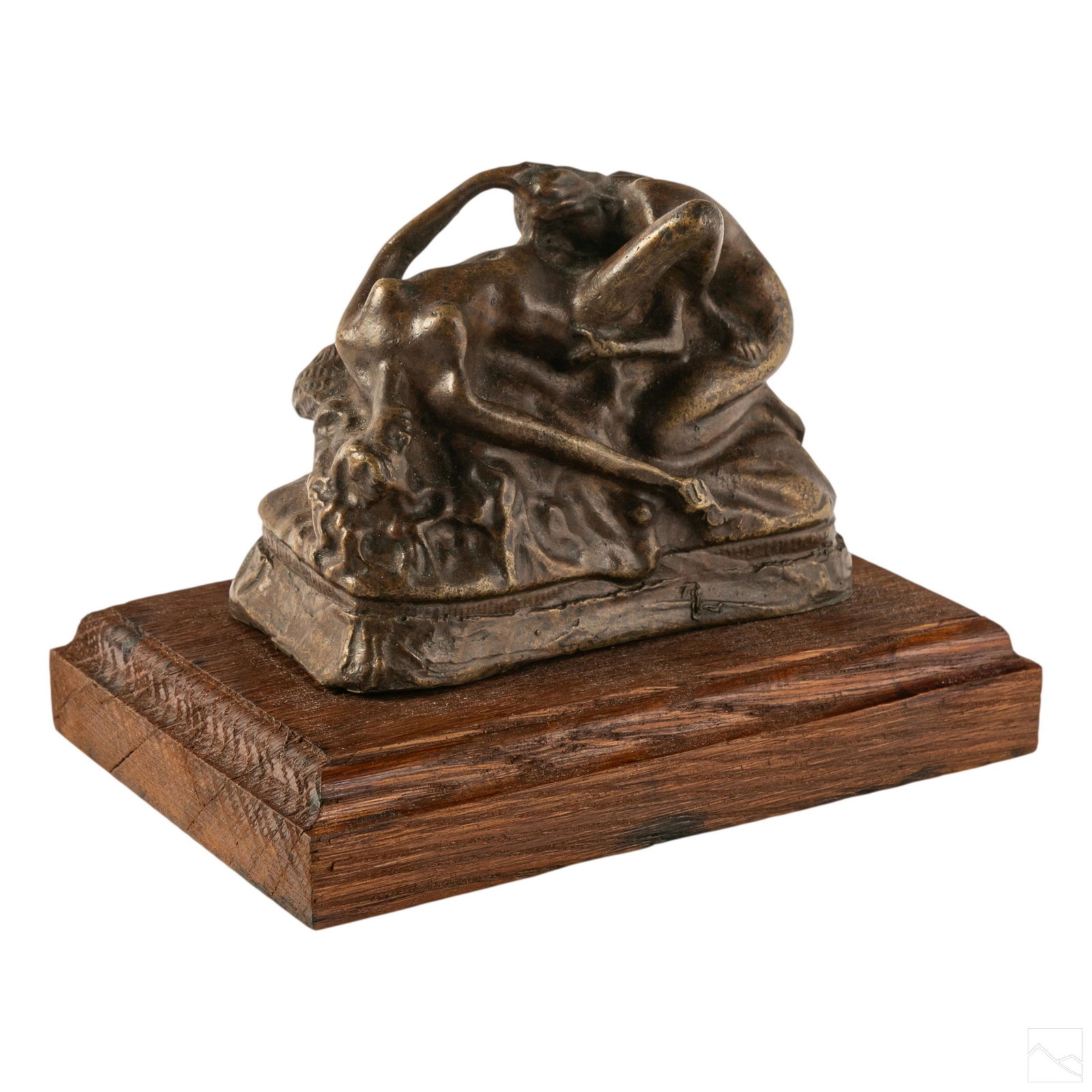 J Lambeax 1852-1908 Erotic Woman Bronze Sculpture: Joseph "Jef" Maria Thomas Lambeaux (Belgian, 1852-1908) Erotica bronze statue titled "Two Loving Woman". Depicts erotic scene of two woman. Mounted to wood plinth. Artists signature lower rim. Limited