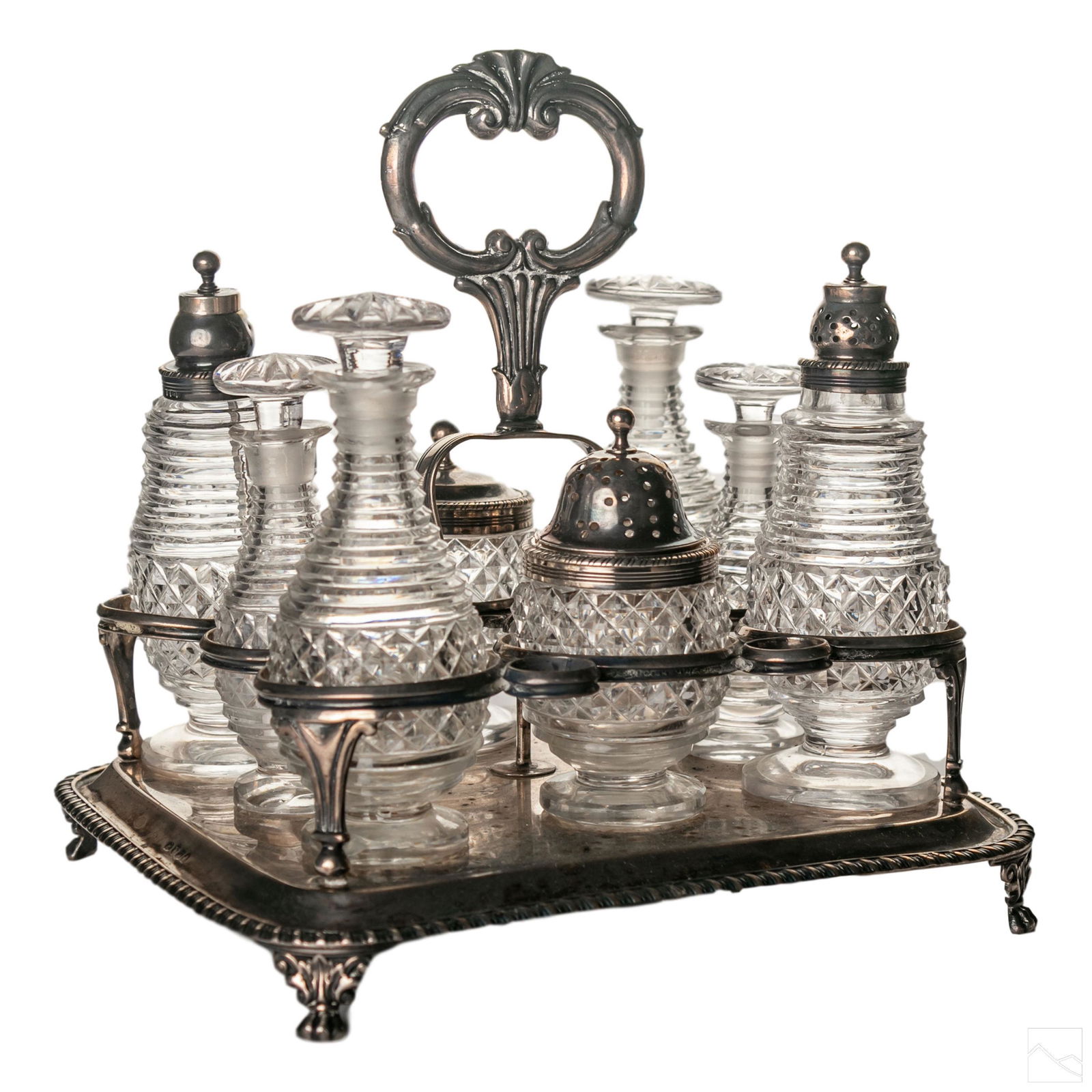 Georgian Antique 1815 Silver Cut Glass Cruet Set (1 of 10)
