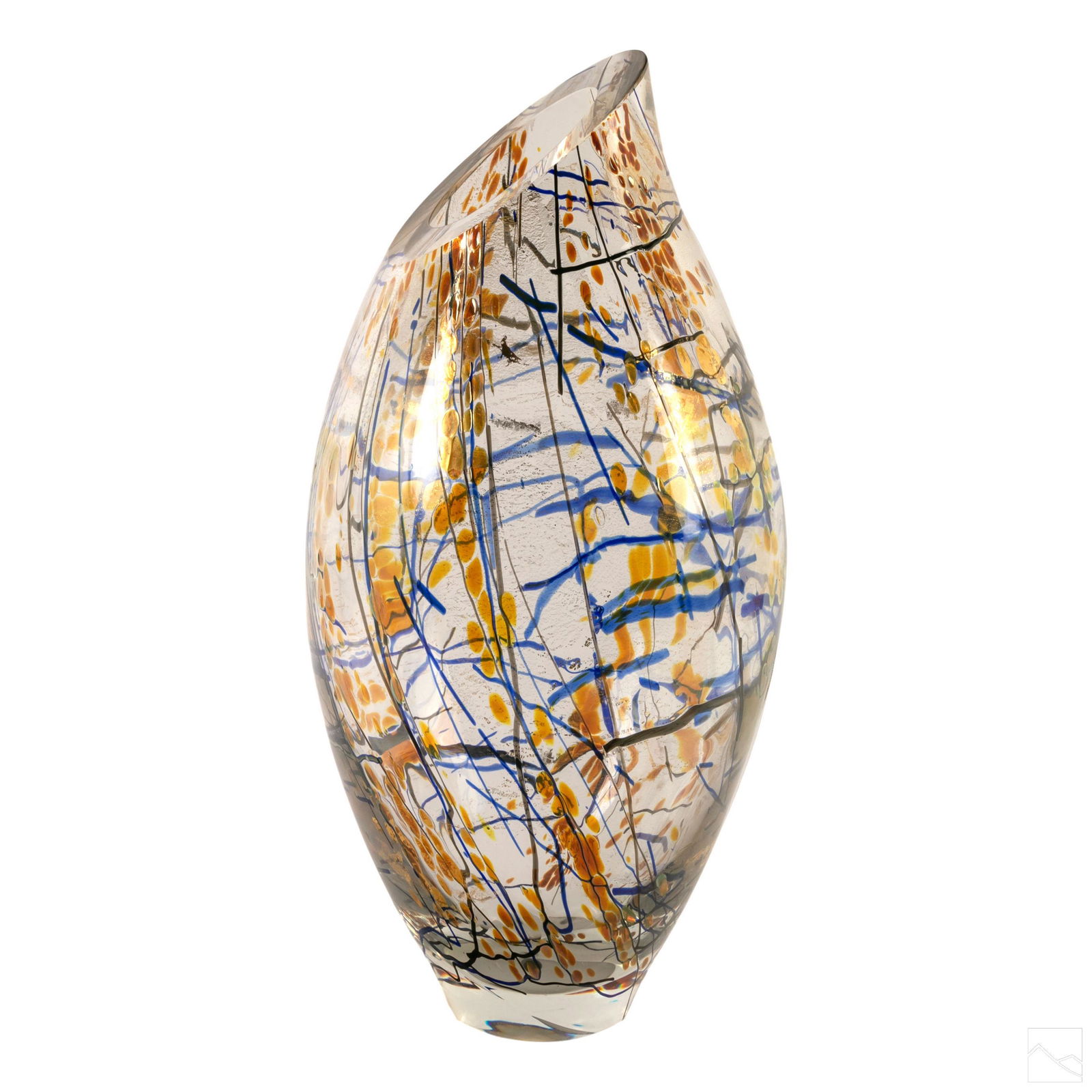 Studio Art Glass Signed Confetti Blue & Gold Vase (1 of 8)