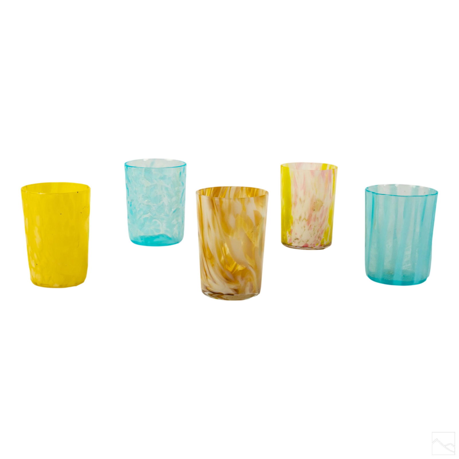 Opalescent and Slag Glass Antique Tumbler Glasses (1 of 6)