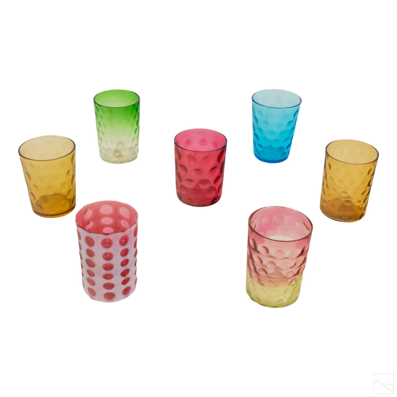 Collection of Antique Coin Dot Glass Tumbler Cups (1 of 4)