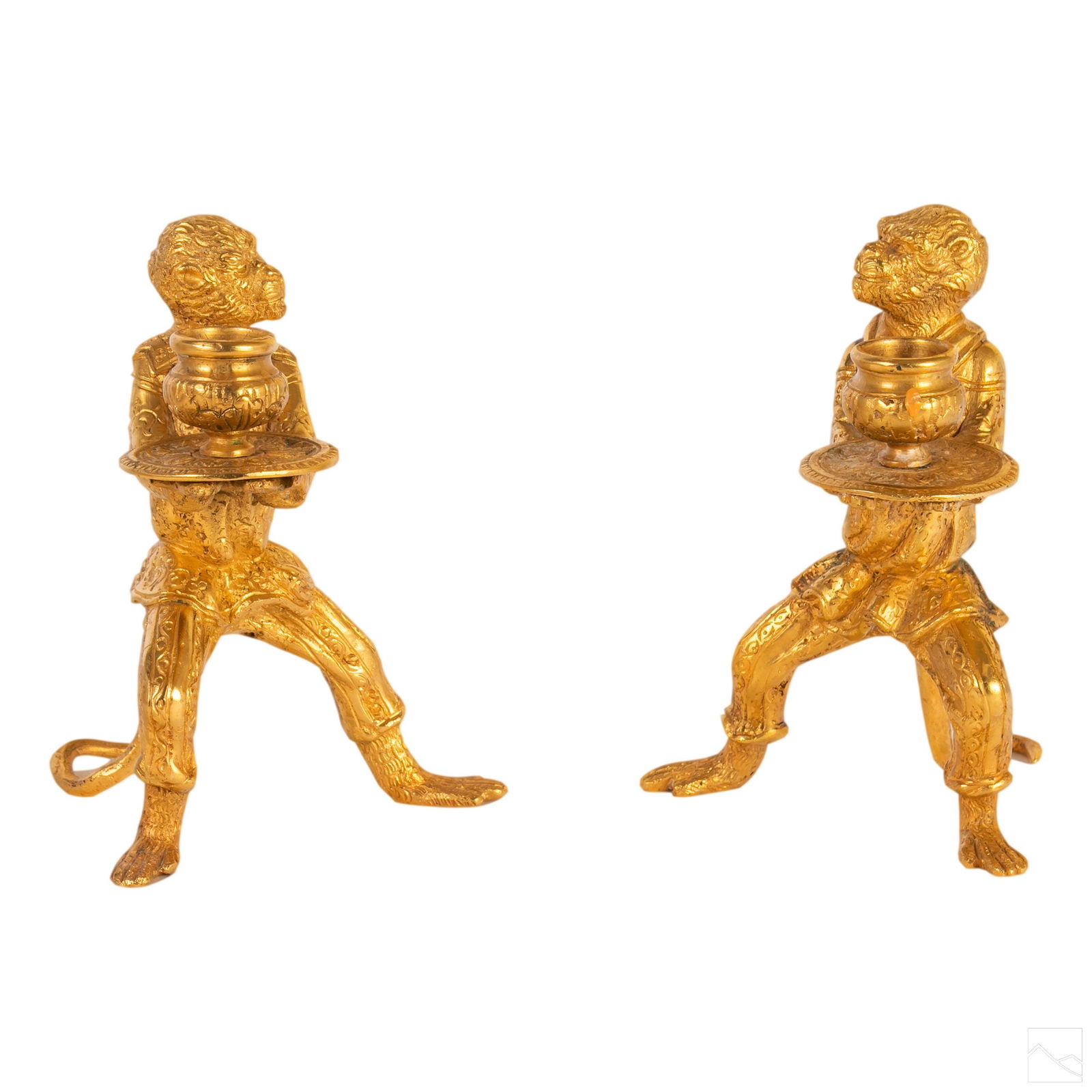 Dore Bronze Monkey Candlestick Holder Candelabras (1 of 7)
