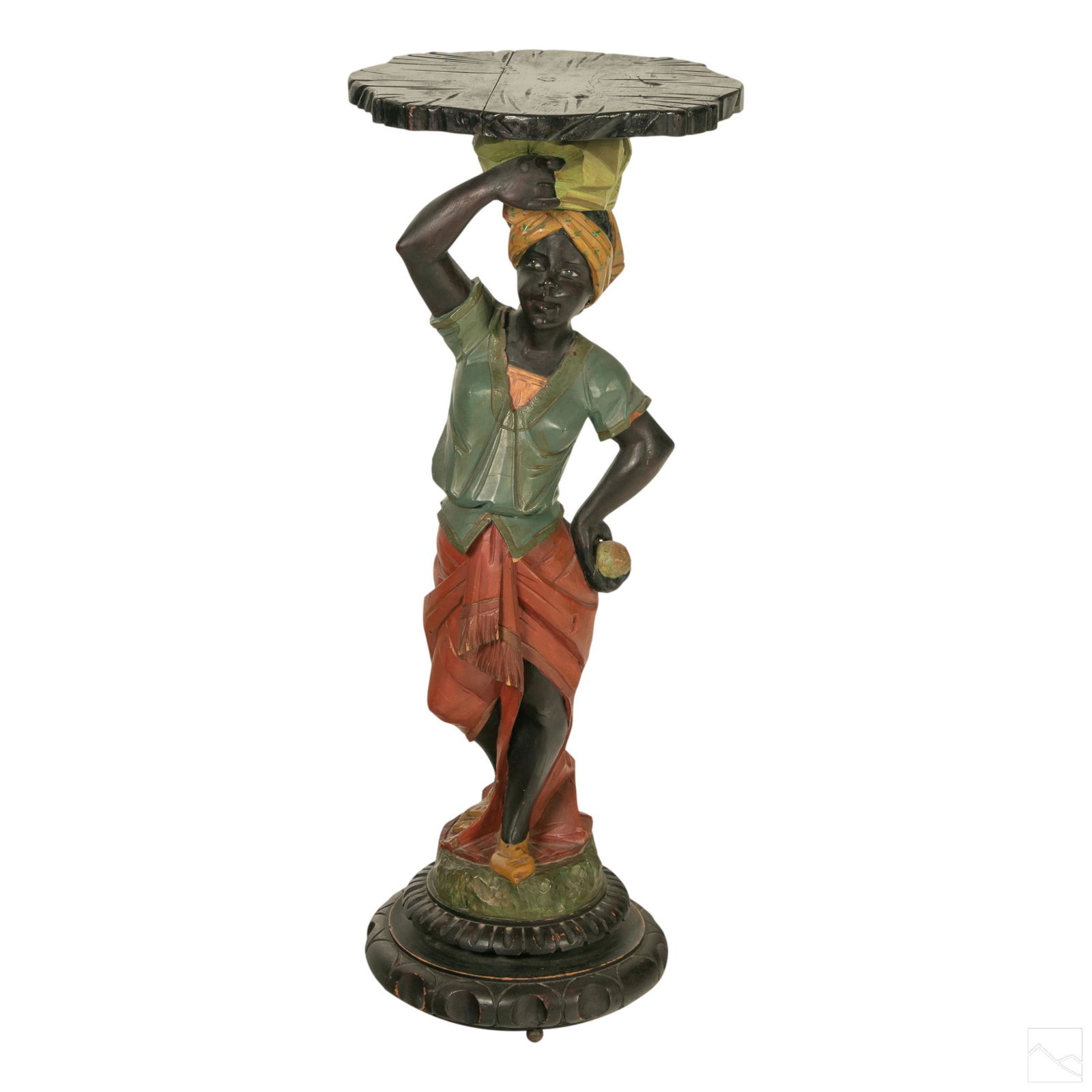 Blackamoor Carved Wood 34" Antique Pedestal Table (1 of 8)