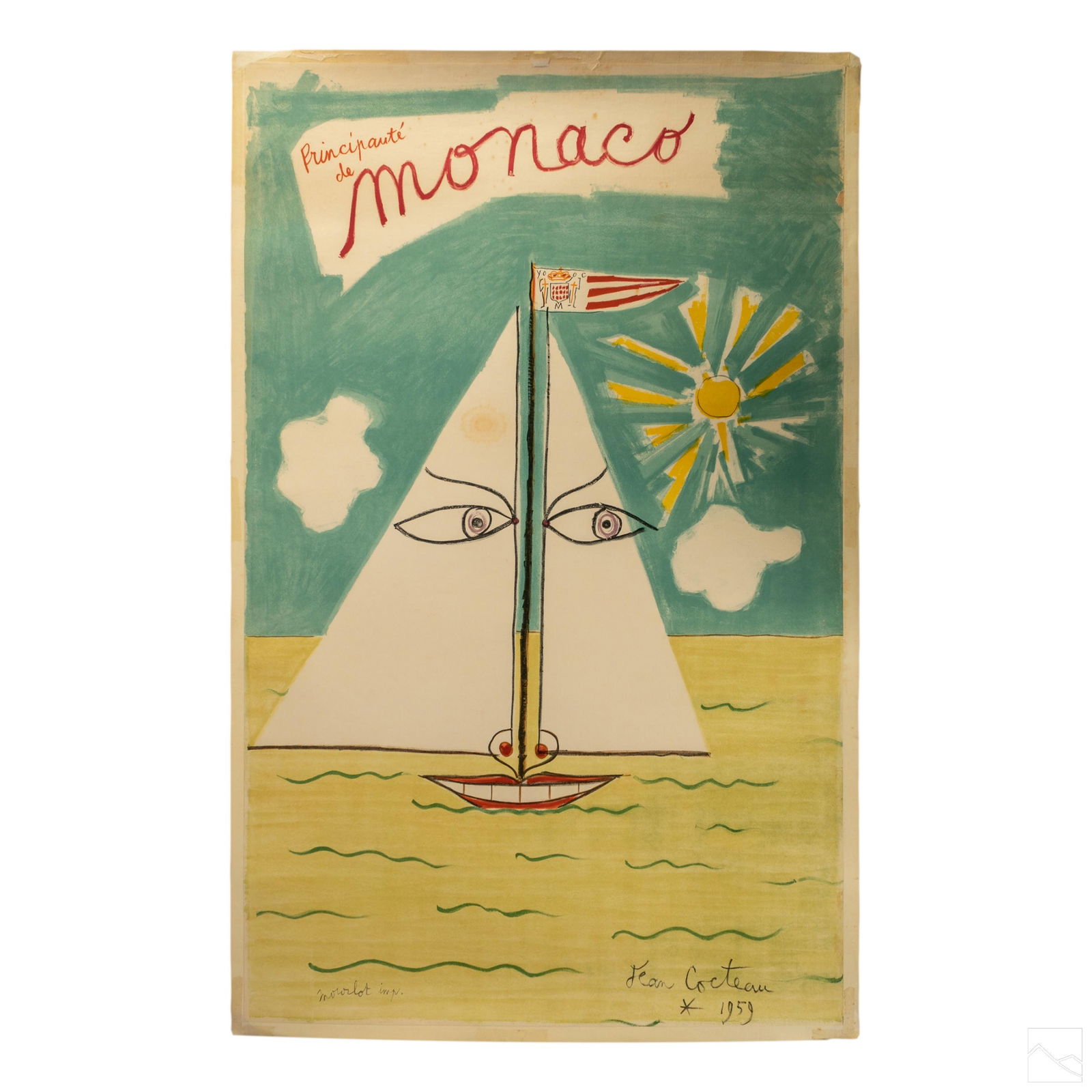 Vintage Monaco Art Poster Print after Jean Cocteau (1 of 5)