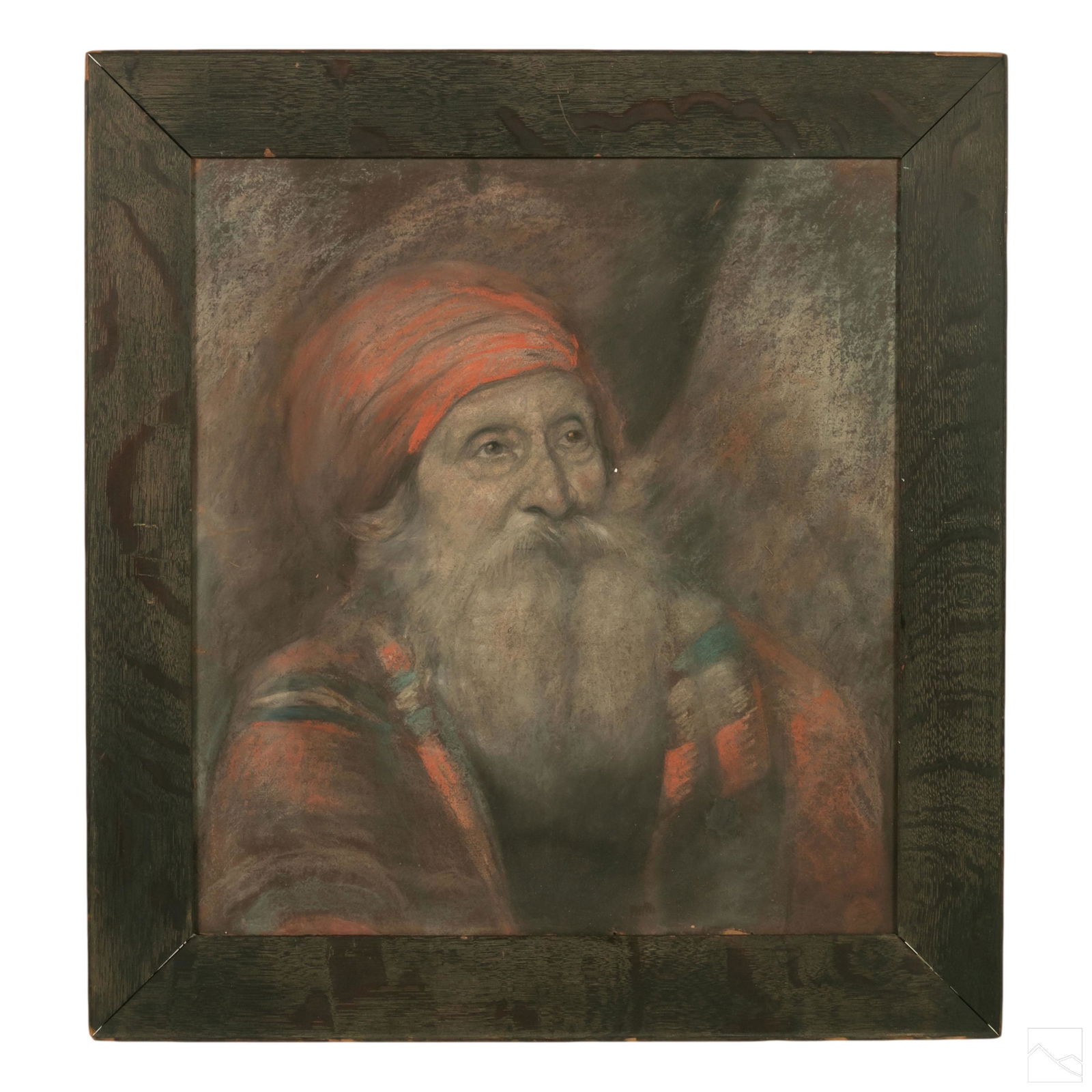 Orientalist Antique Man In Turban Charcoal Drawing (1 of 5)
