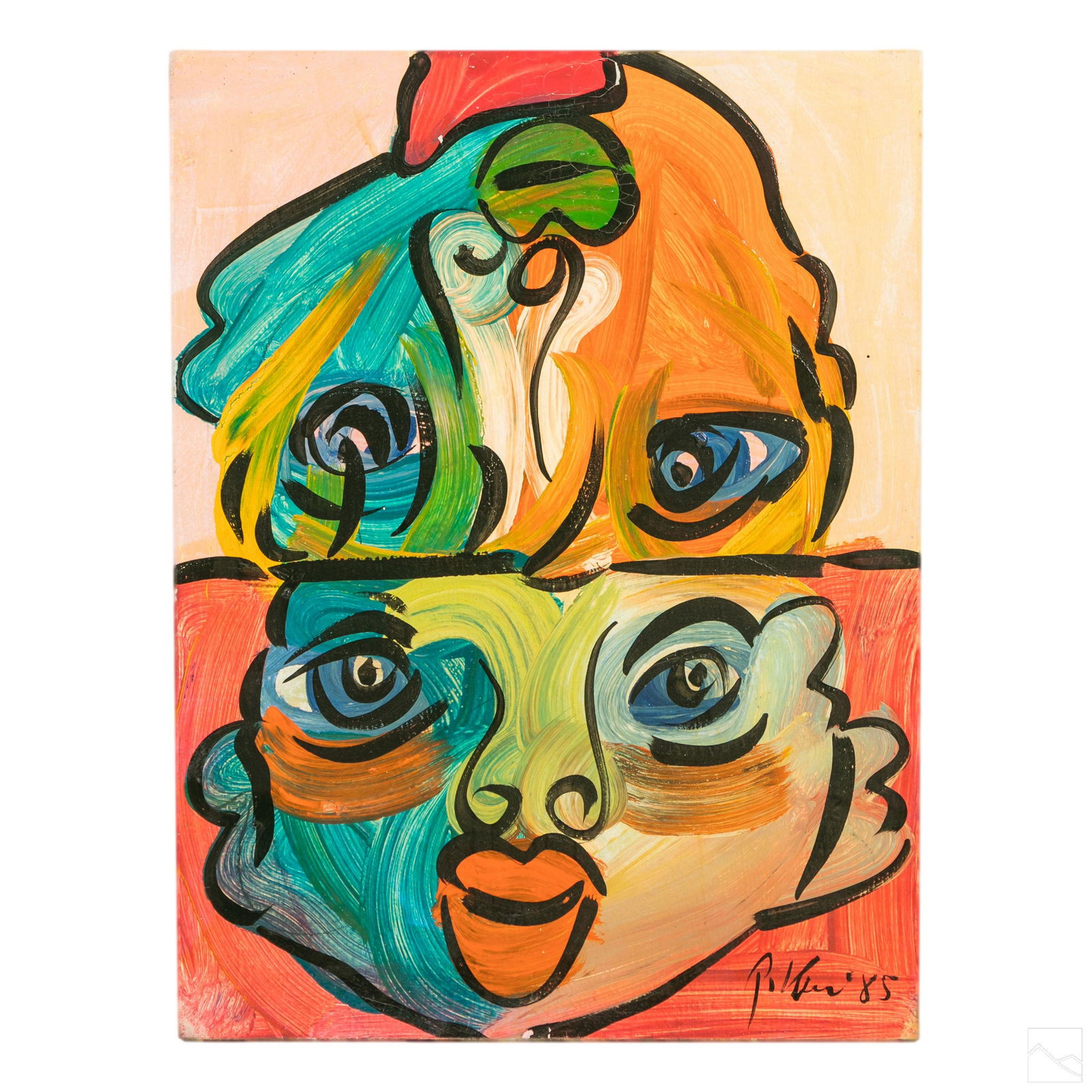 Peter Keil b.1942 Neo Expressionism Faces Painting (1 of 6)