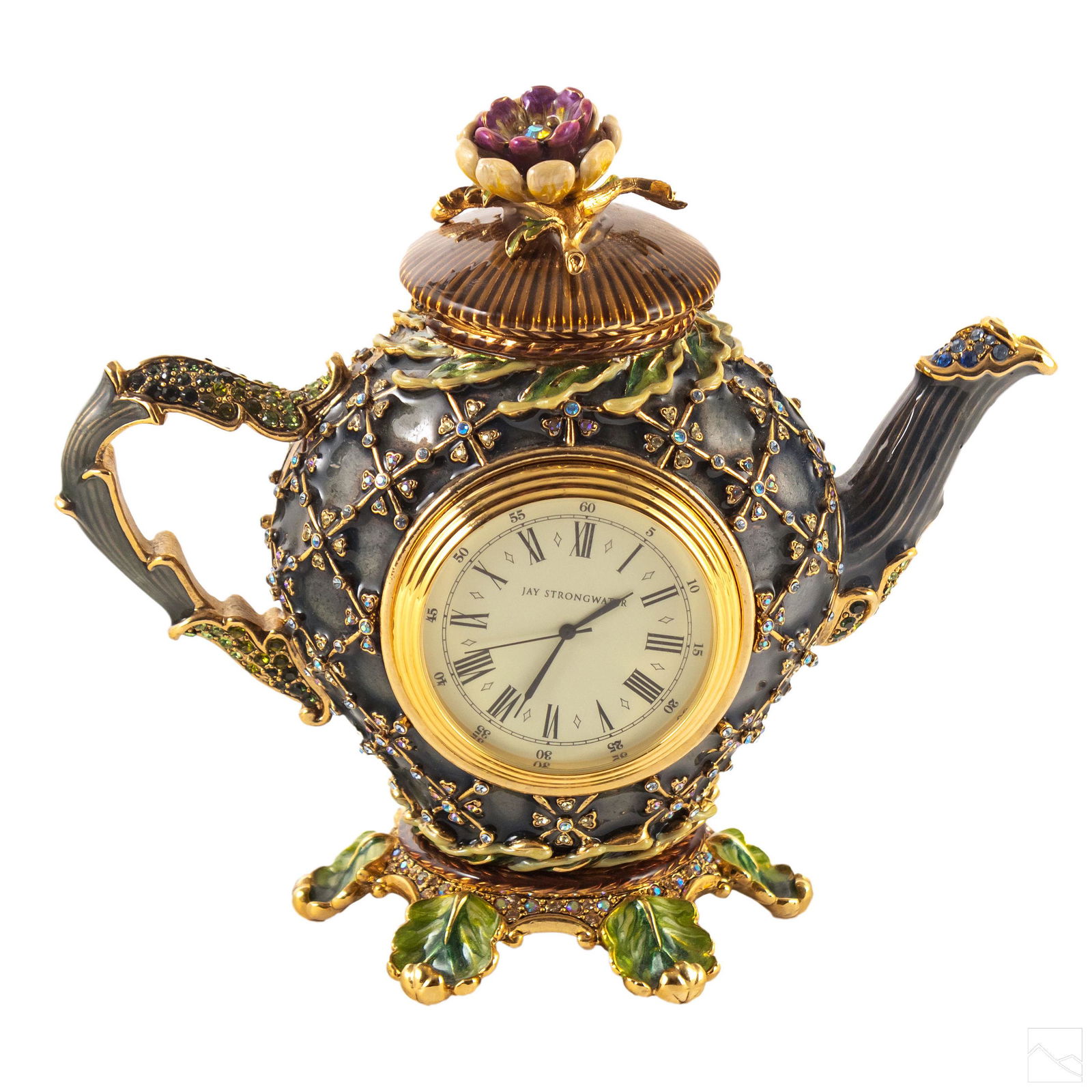 Jay Strongwater Ltd Ed Flora Teapot Figurine Clock (1 of 9)