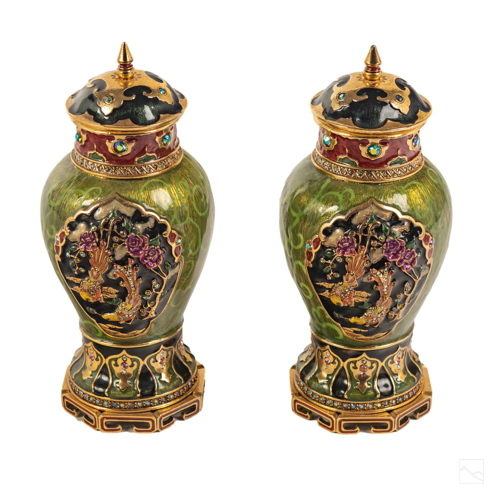 Jay Strongwater Chinoiserie Dragons & Birds Vases (1 of 7)