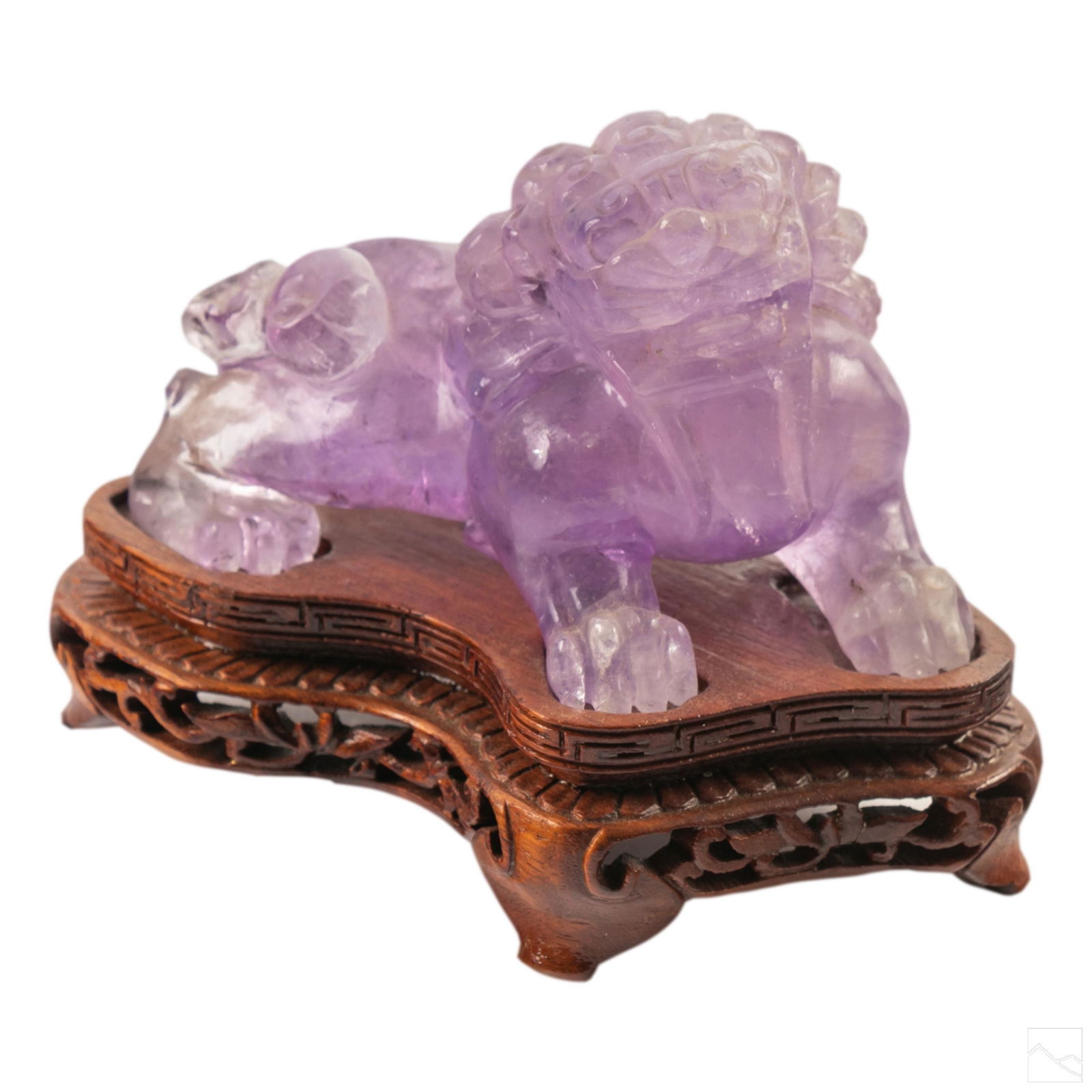 Chinese Carved Purple Amethyst Foo Dog Sculpture (1 of 5)
