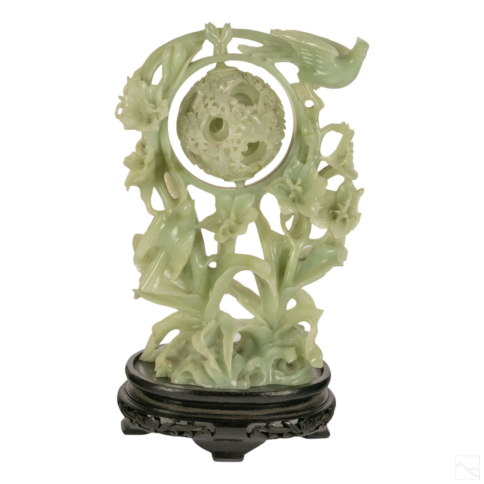 Chinese Carved Celadon Jade Mystery Ball Sculpture (1 of 10)