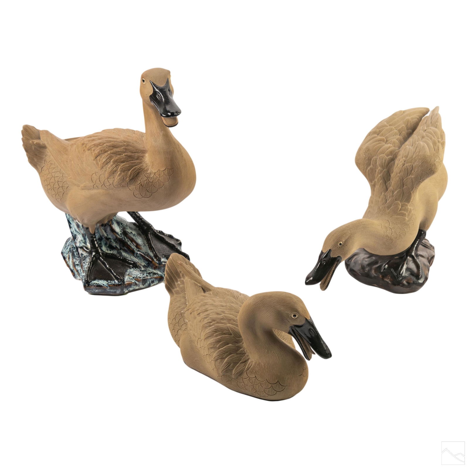 Chinese Porcelain Duck Figurine Sculptures Group (1 of 13)