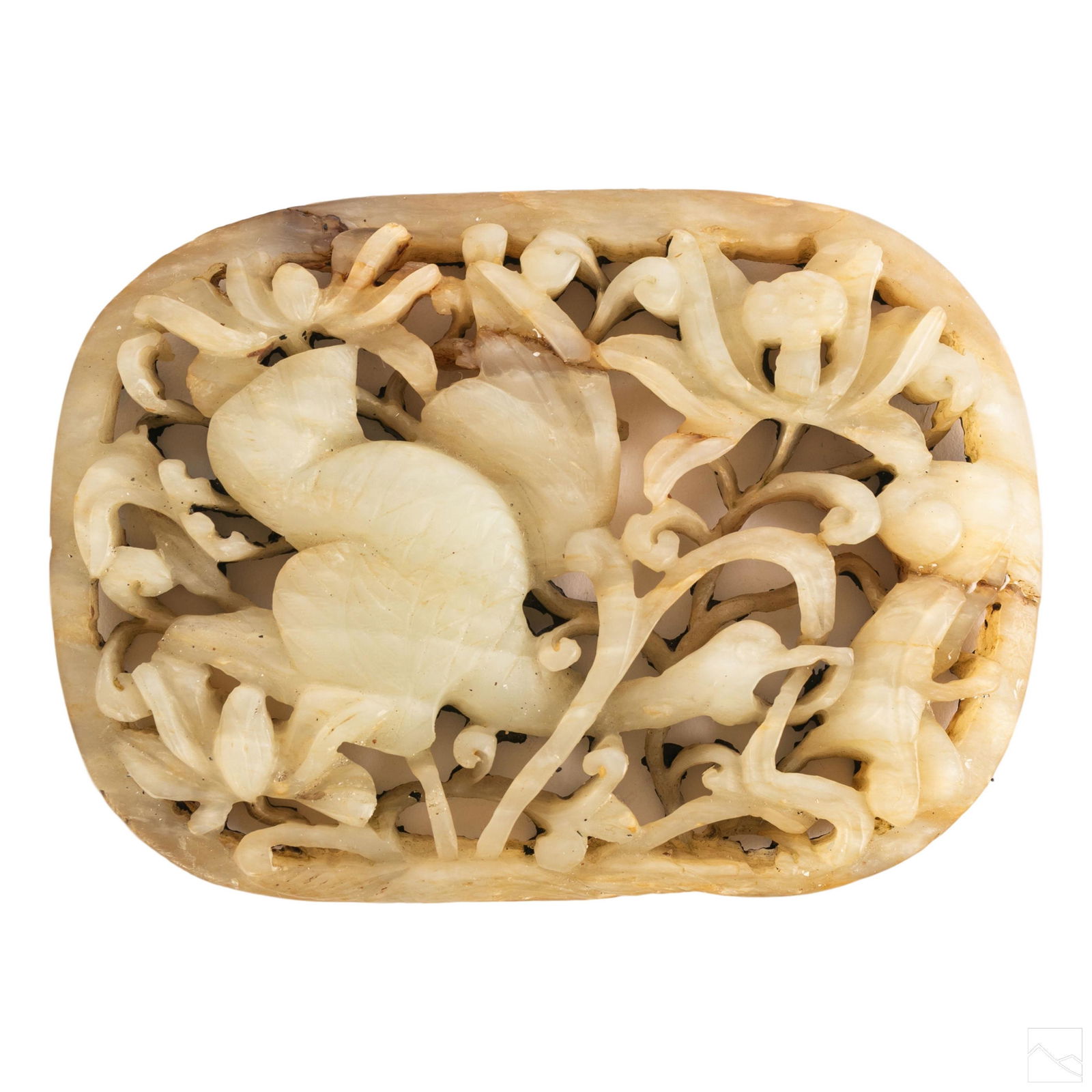 Chinese Carved White Jade Yuan Ming Style Plaque (1 of 3)