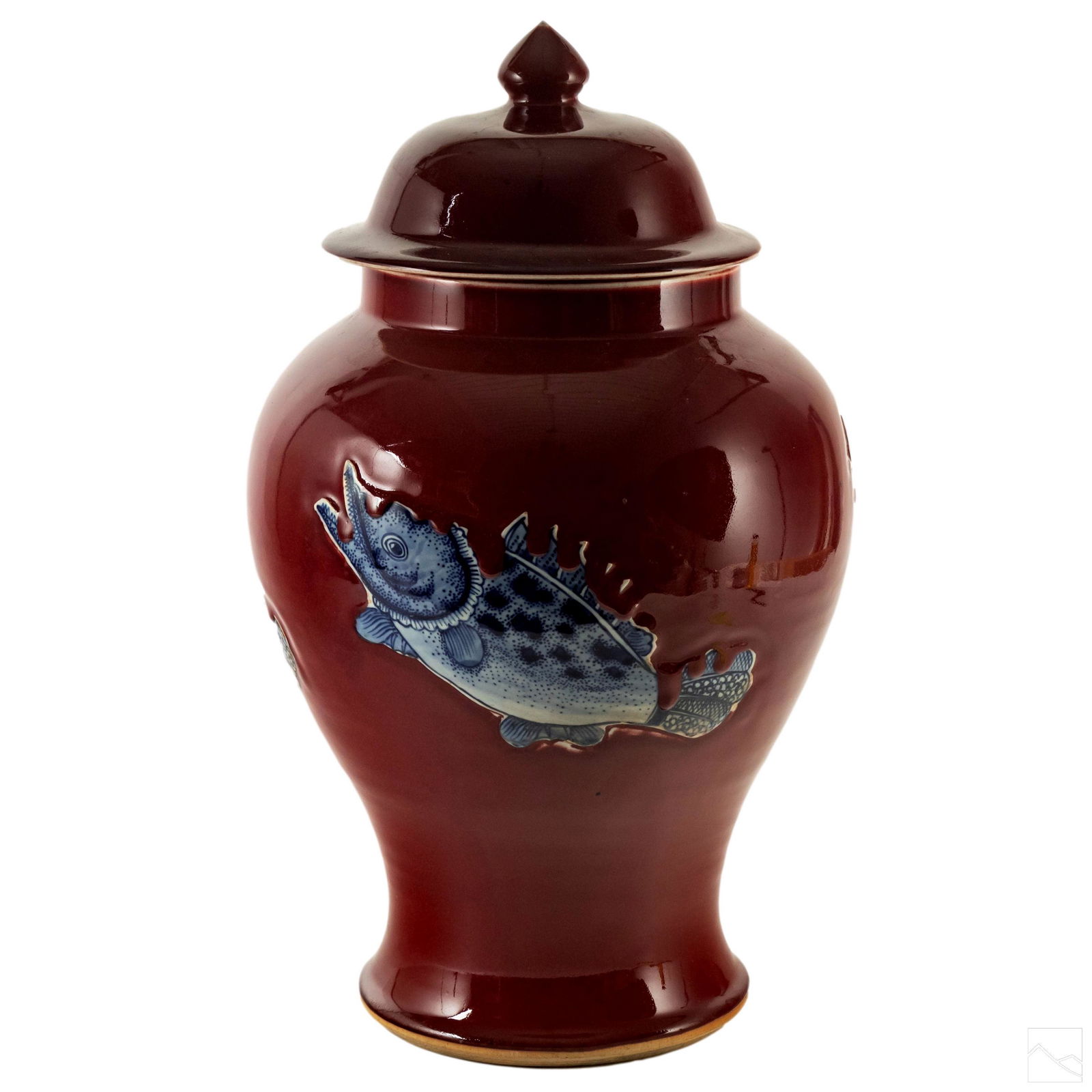 Chinese Lucky Carp Lidded Ginger Jar Vessel Vase (1 of 6)