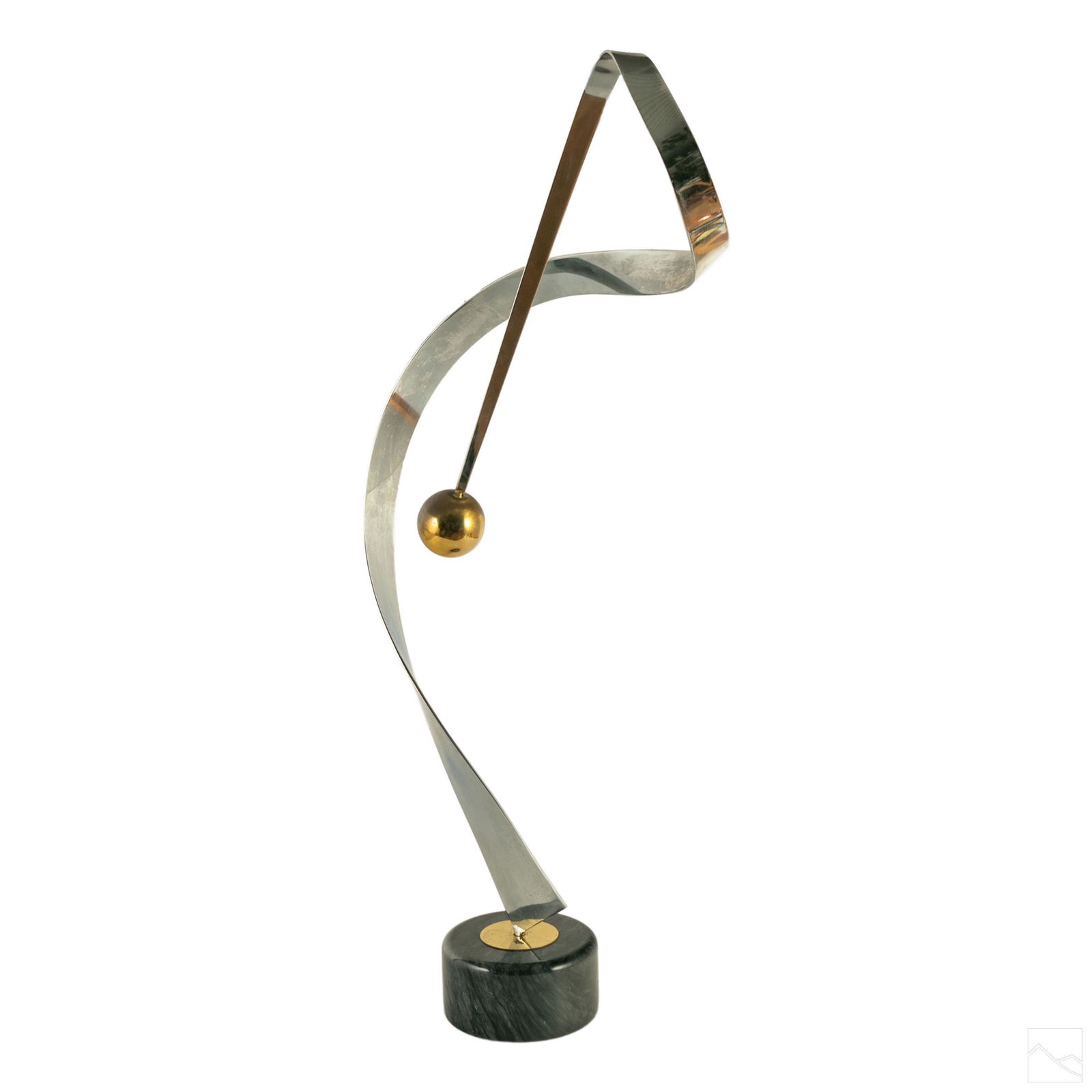 Mid Century Modern Abstract Chrome Brass Sculpture (1 of 5)