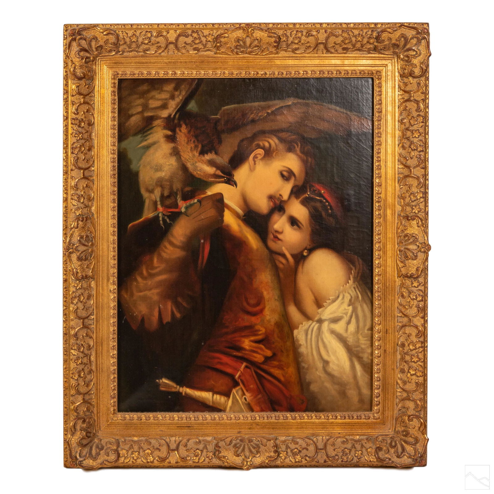 Romanticism Figural Art Falconer and Lady Painting (1 of 6)