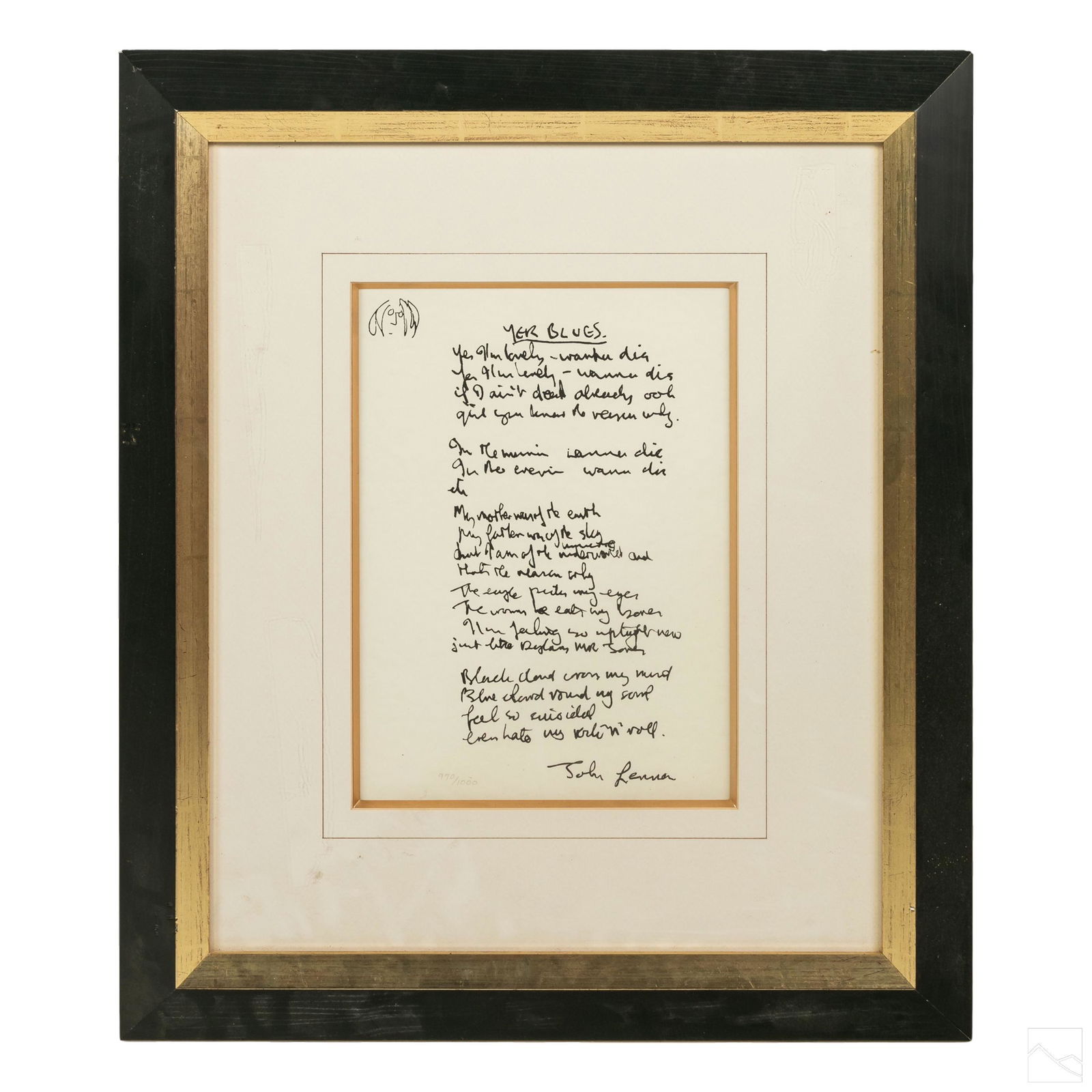 John Lennon 1940-1980 LE "Yer Blues" Lyrics Print (1 of 6)