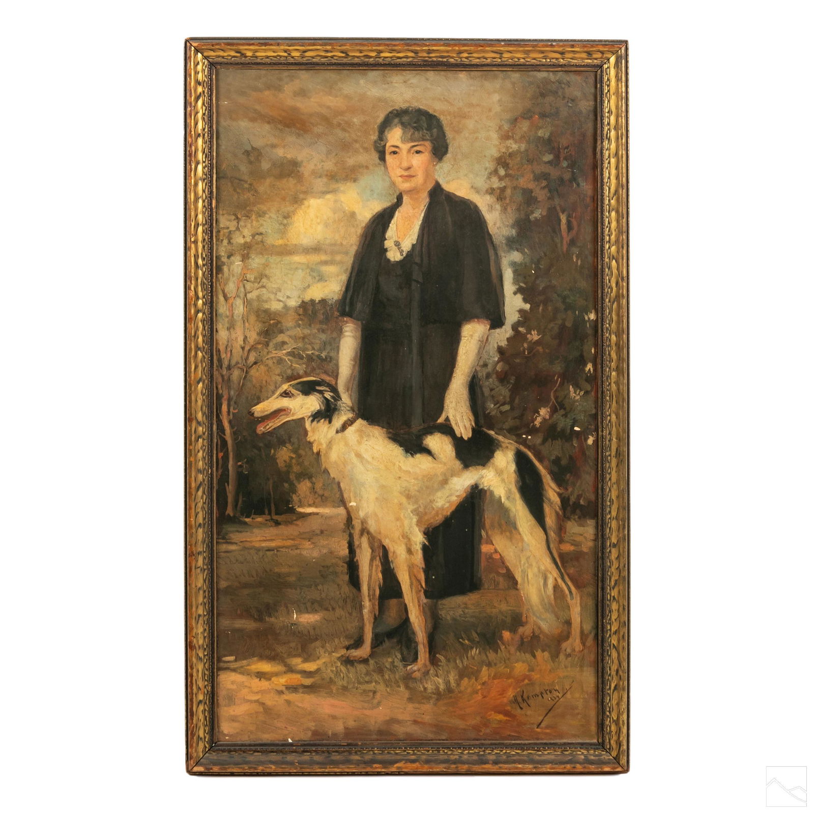 Greta Kempton (1901-1991) Woman w/ Borzoi Portrait (1 of 5)