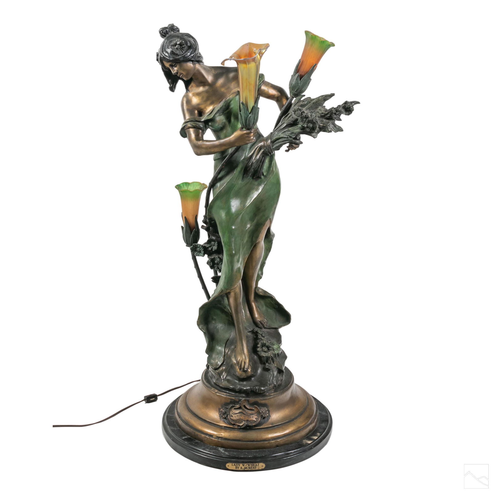 Bronze Art Nouveau Sculpture Lamp after A. Moreau (1 of 10)