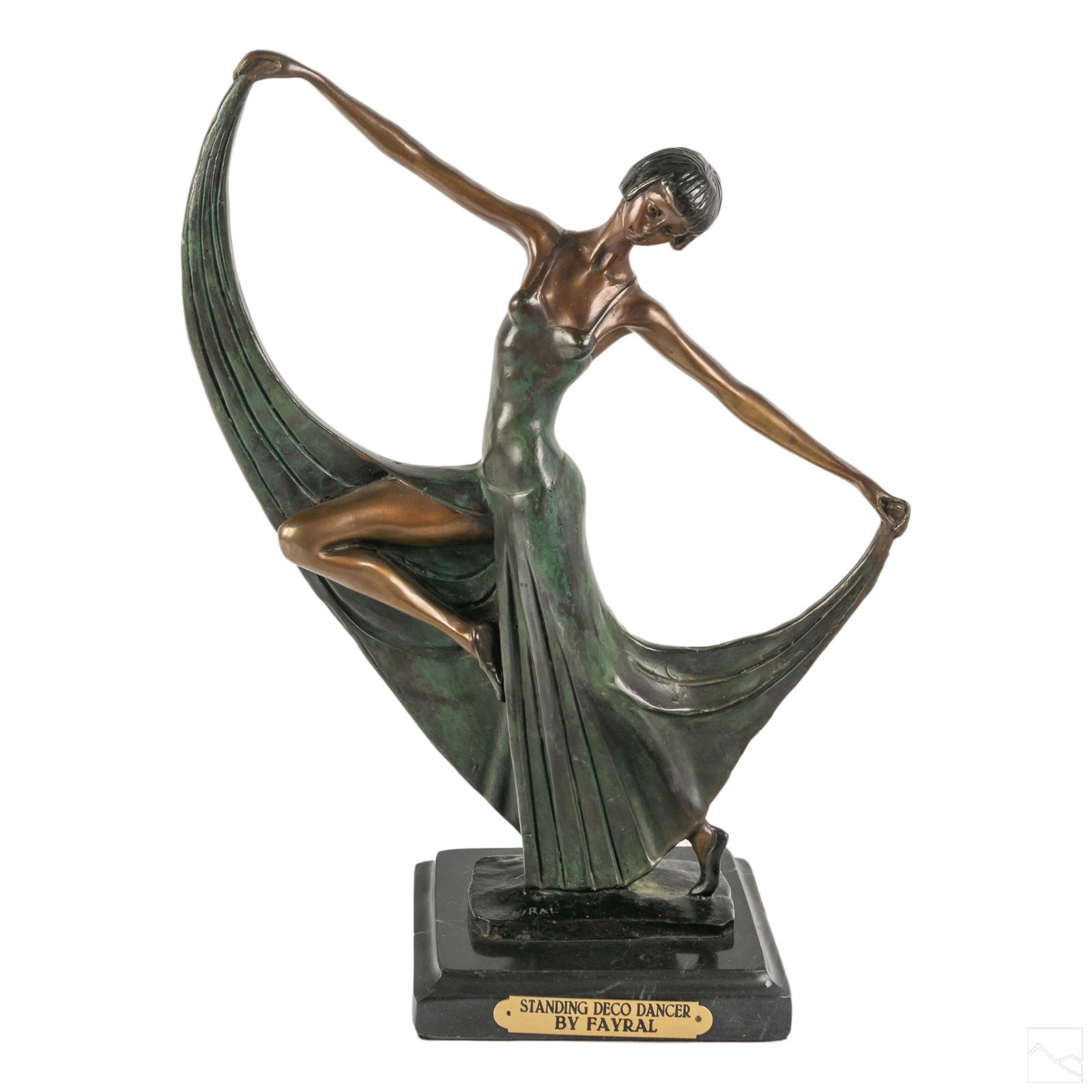 Bronze 15" Art Deco Dancer Sculpture After Fayral