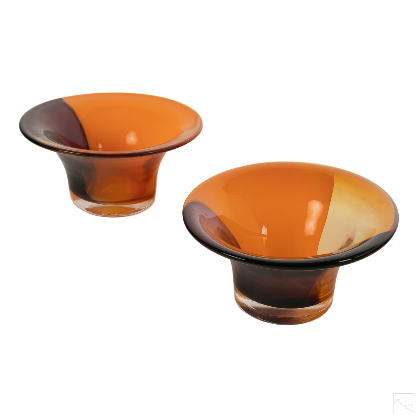 Murano Italian Orange Swirl Studio Art Glass Bowls (1 of 5)