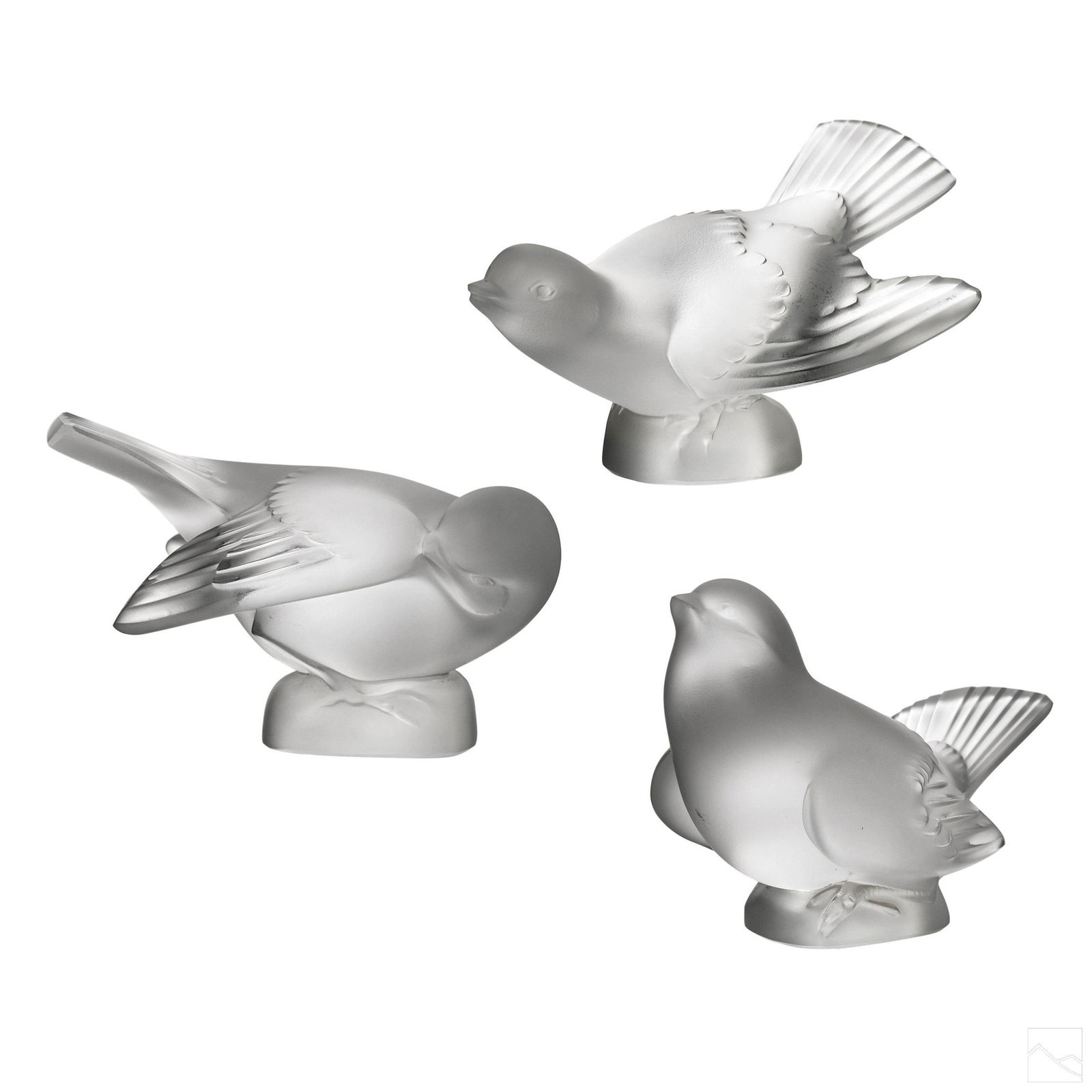 3 Lalique Frosted Crystal Moineau Bird Figurines (1 of 9)